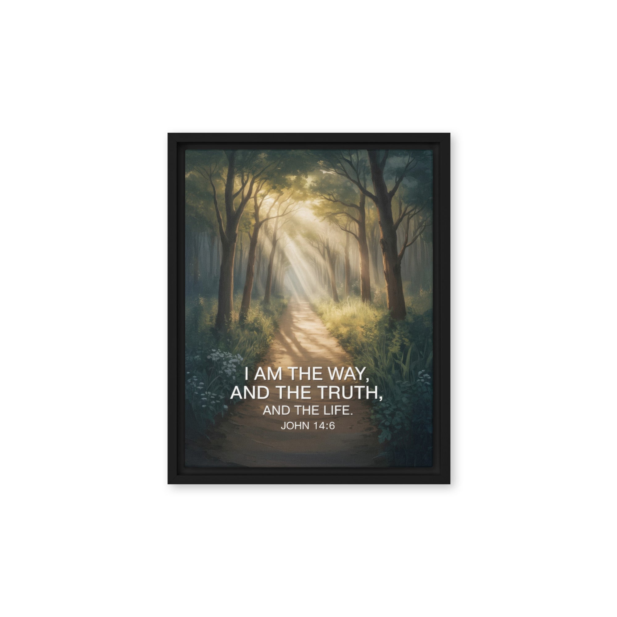 John 14:6 Bible Verse I Am Framed Canvas Black 11″×14″