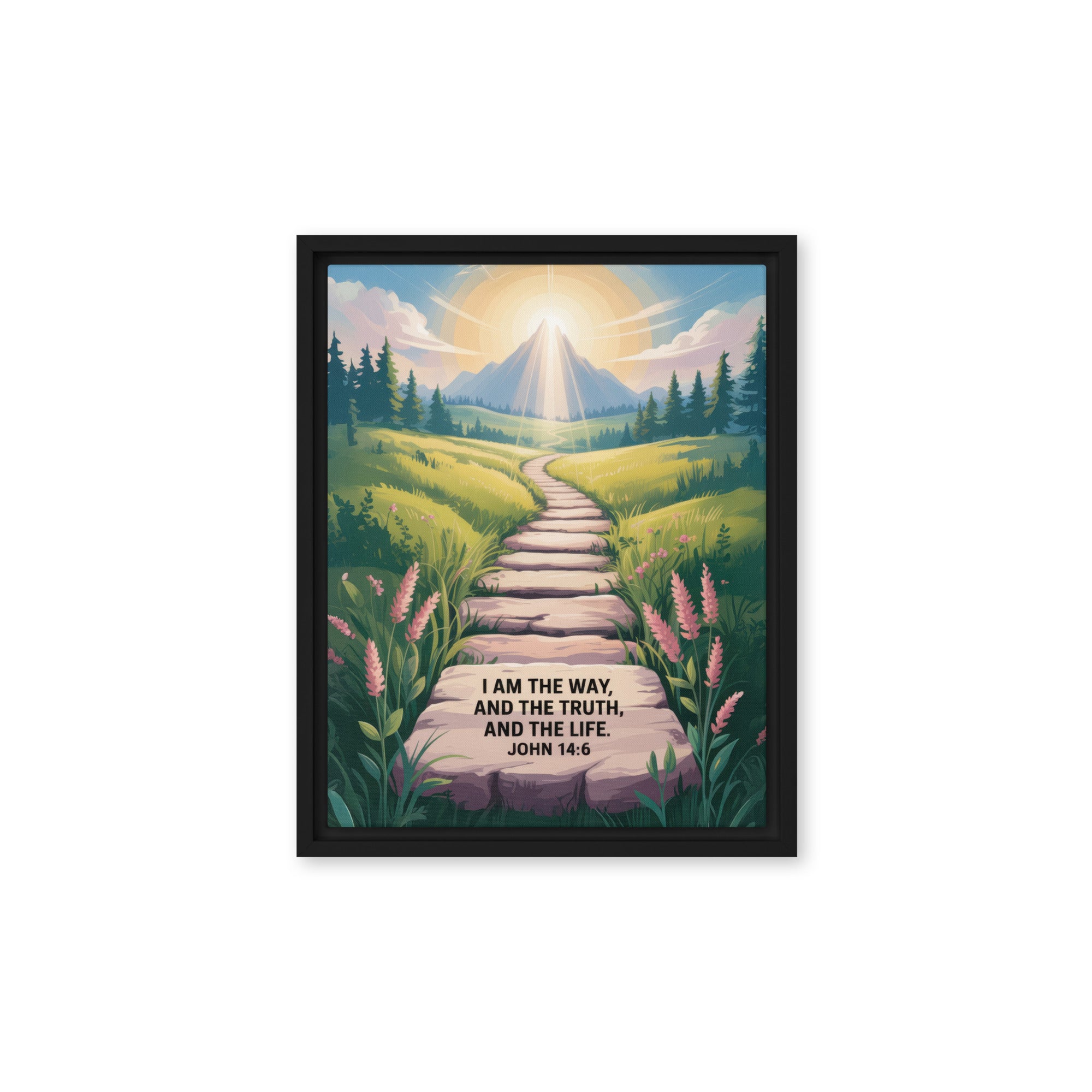 John 14:6 Bible Verse The Truth Framed Canvas Black 11″×14″