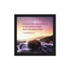 1 Corinthians 2:5 Bible Verse, power of God Framed Canvas Print Wall Art Black 12″×12″