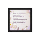 Isaiah 53:5 Bible Verse, by his wounds Framed Canvas Print Wall Art Black 12″×12″
