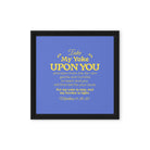 Matthew 11:29-30 Bible Verse, Take my yoke Framed Canvas Print Wall Art Black 12″×12″