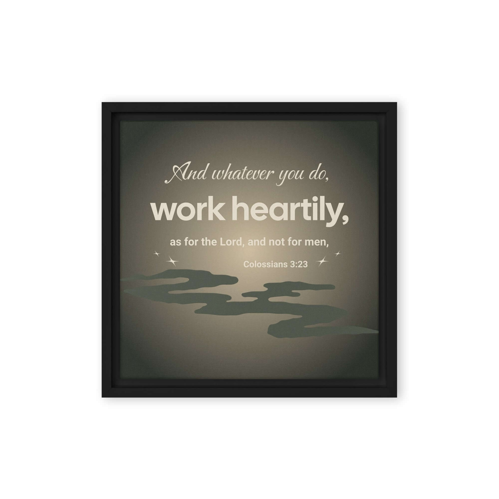 Colossians 3:23 Bible Verse, as for the Lord Framed Canvas Print Wall Art Black 12″×12″