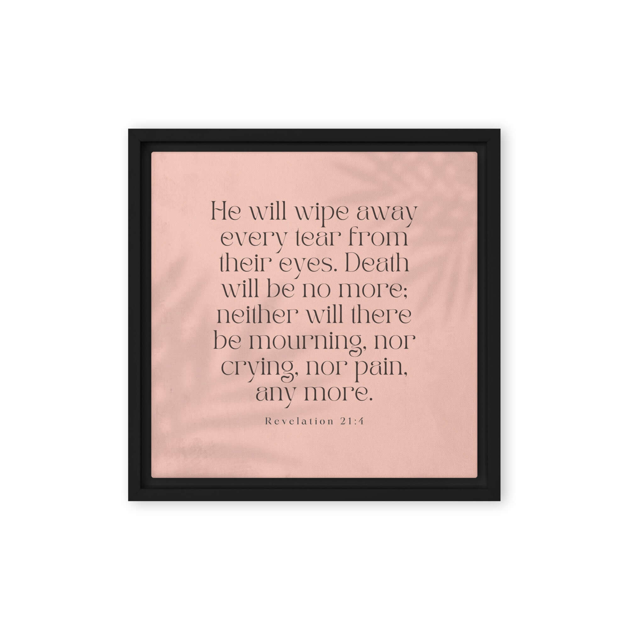 Revelation 21:4 Bible Verse, their eyes Framed Canvas Print Wall Art Black 12″×12″