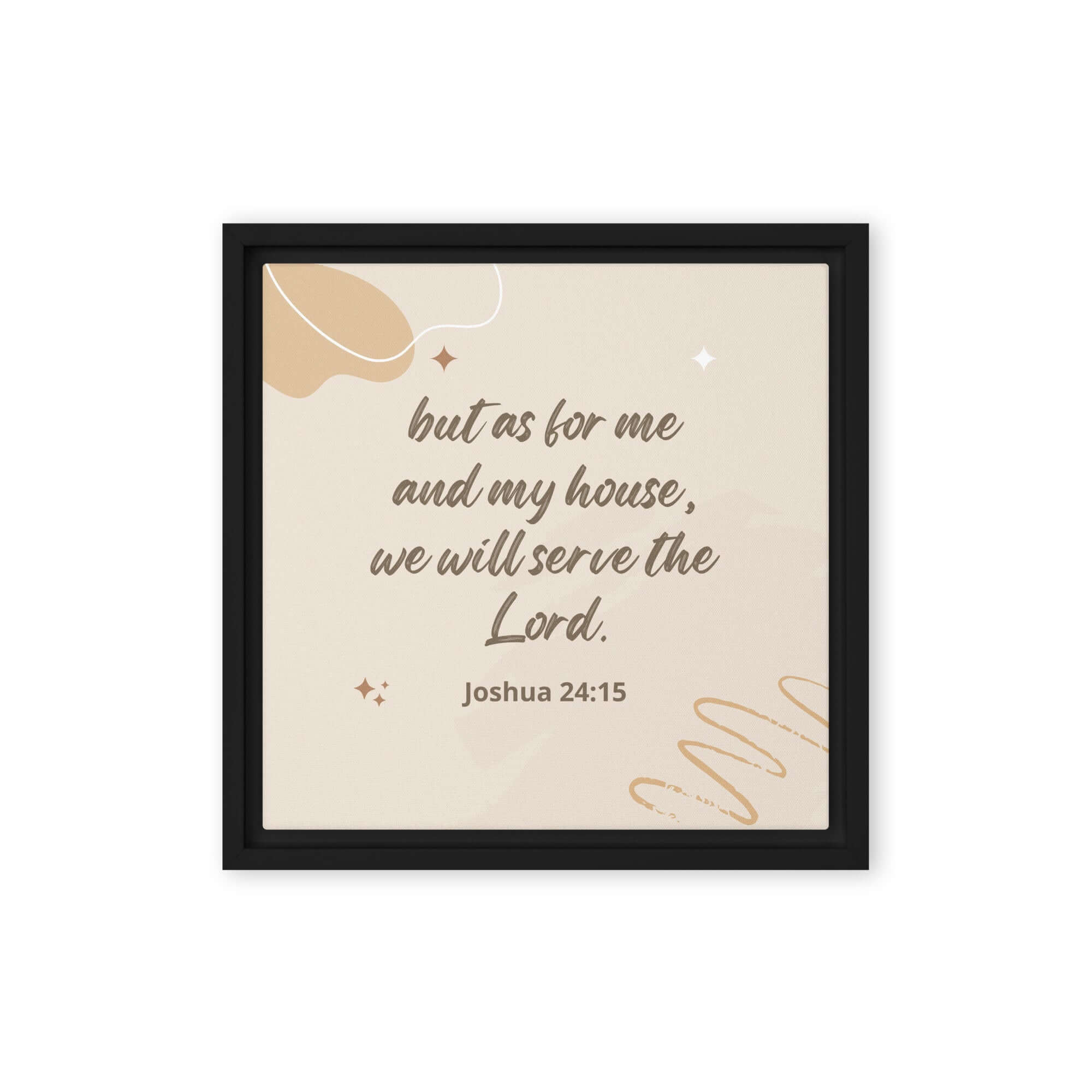 Joshua 24:15 Bible Verse, will serve Framed Canvas Print Wall Art Black 12″×12″