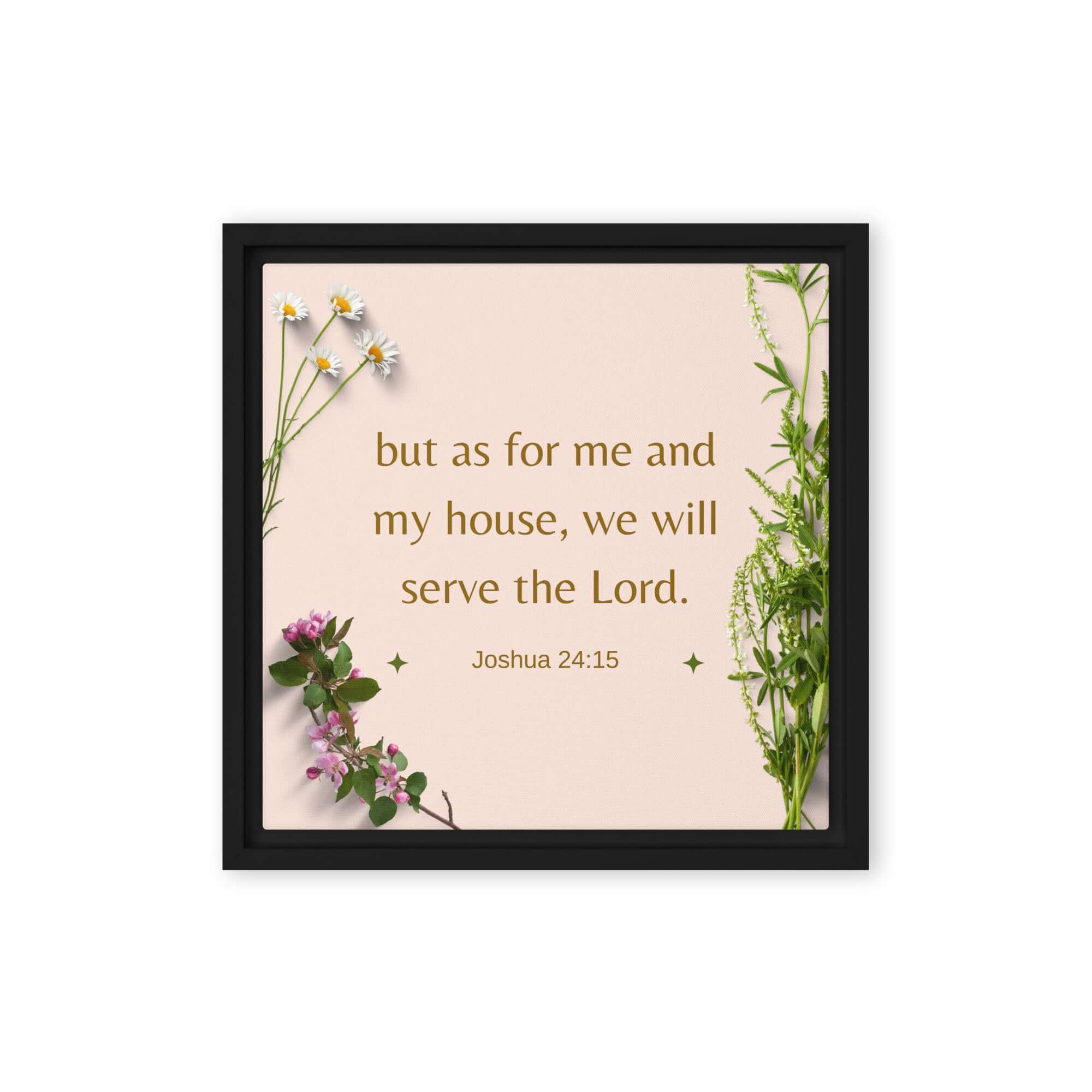 Joshua 24:15 Bible Verse, your fathers Framed Canvas Print Wall Art Black 12″×12″