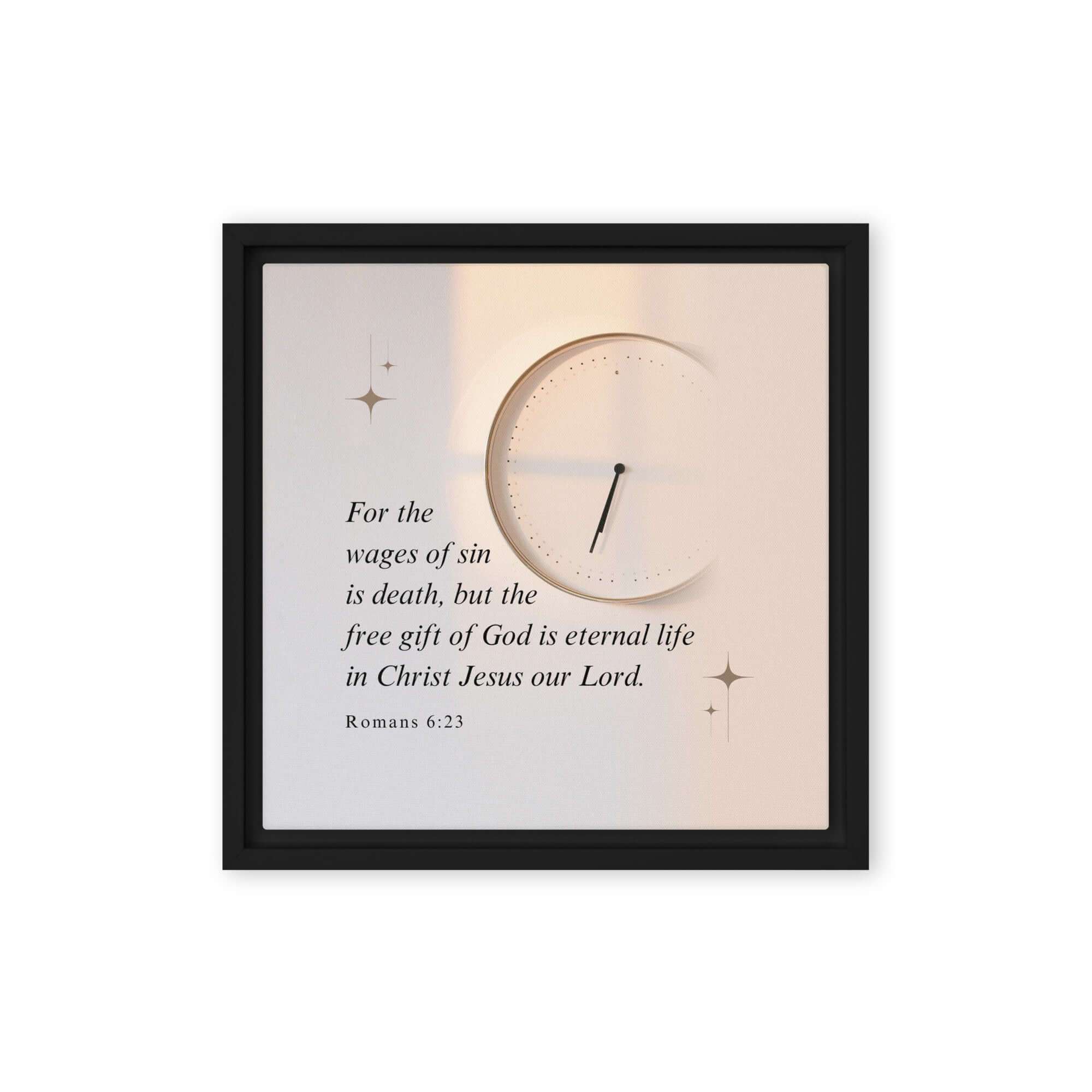 Romans 6:23 Bible Verse, our Lord Framed Canvas Print Wall Art Black 12″×12″