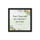 John 14:27 Bible Verse, My peace Framed Canvas Print Wall Art Black 12″×12″