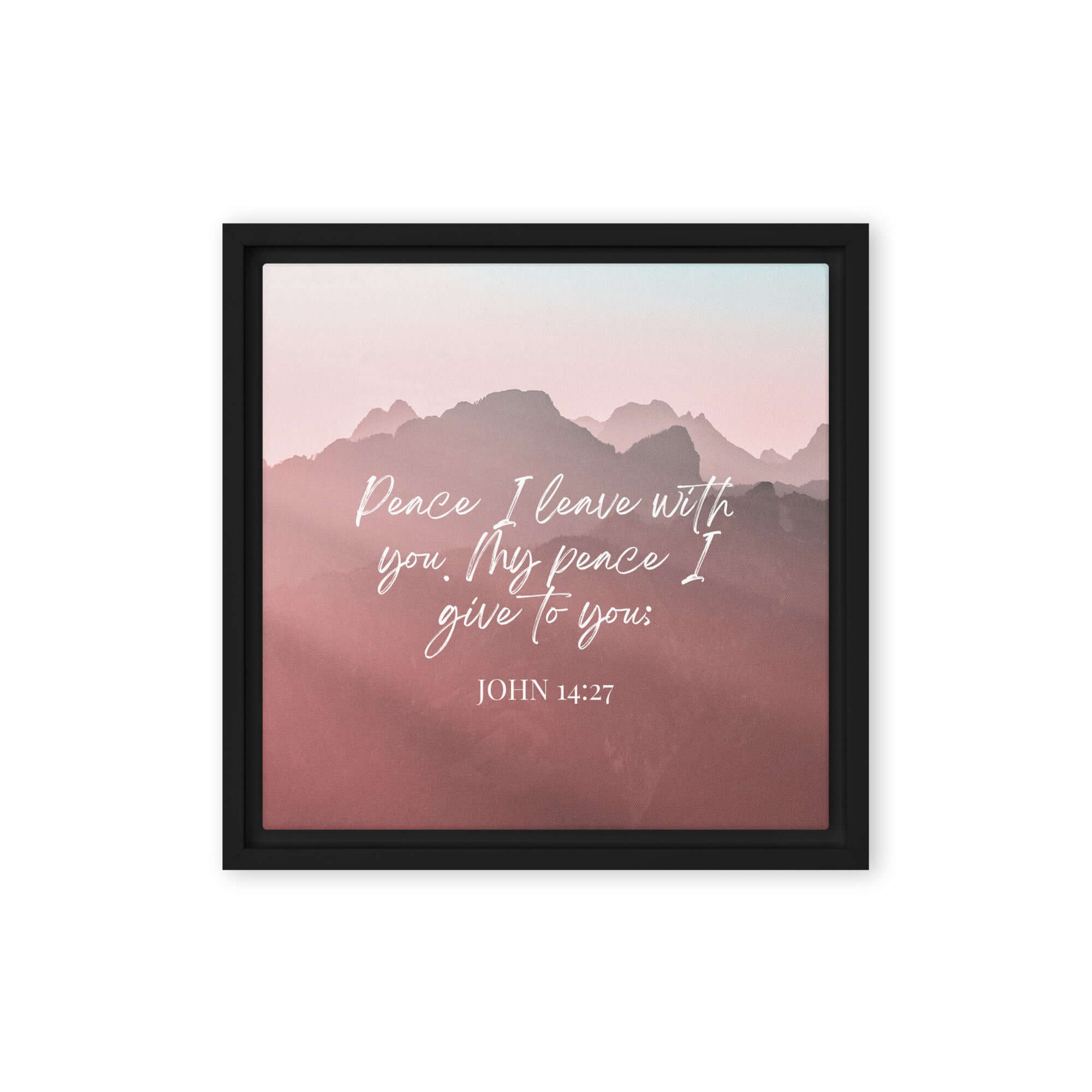 John 14:27 Bible Verse, I give you Framed Canvas Print Wall Art Black 12″×12″