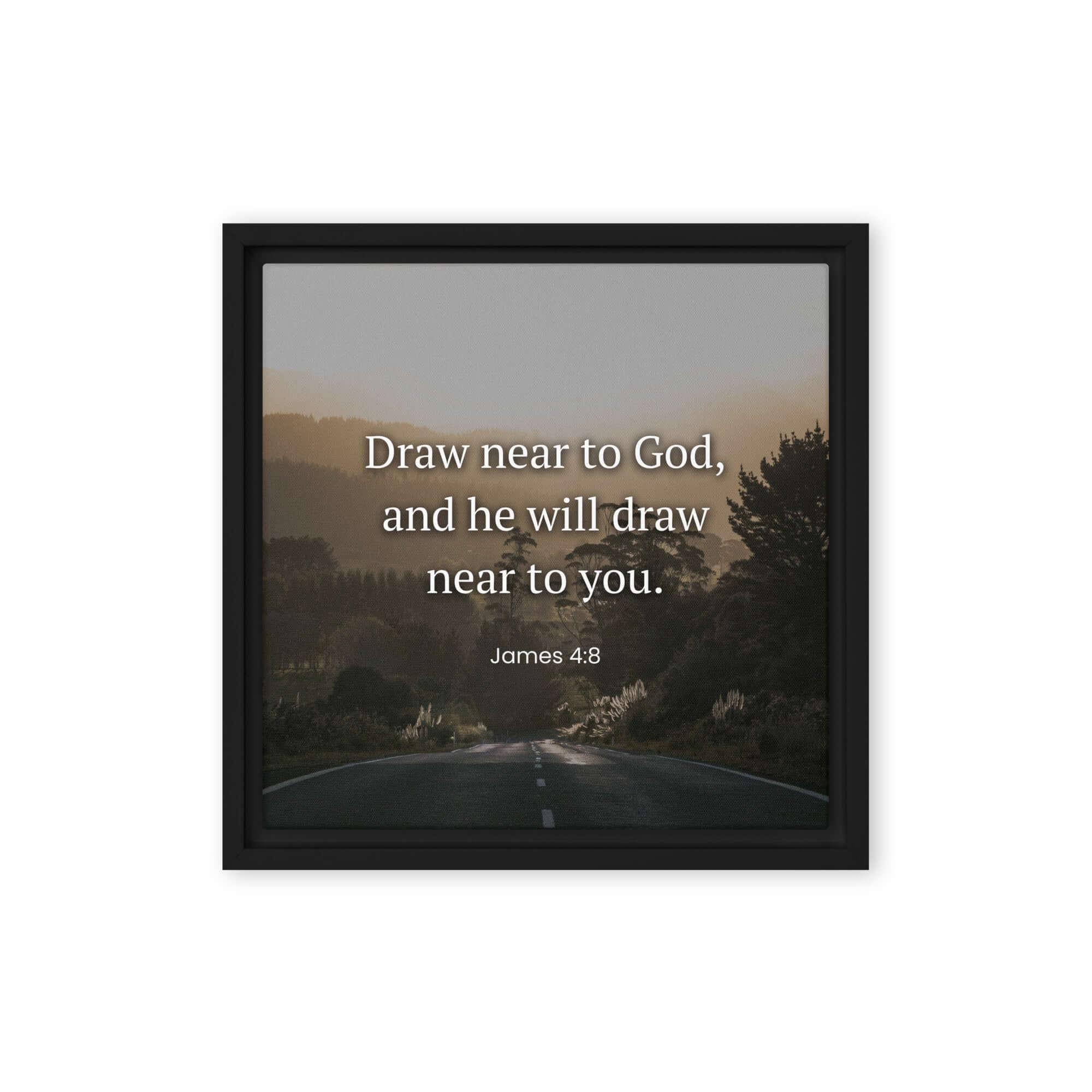 James 4:8 Bible Verse, Cleanse your Framed Canvas Print Wall Art Black 12″×12″
