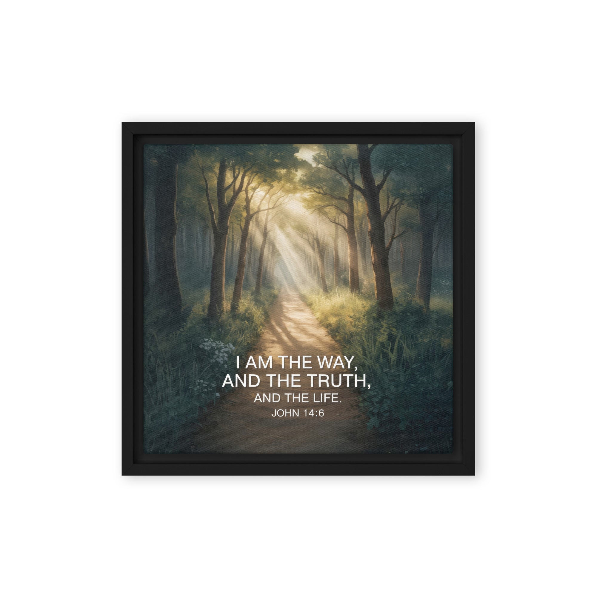 John 14:6 Bible Verse I Am Framed Canvas Black 12″×12″