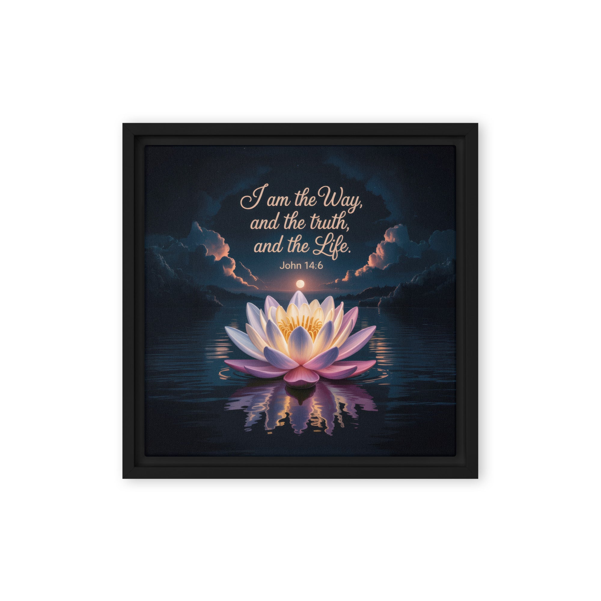 John 14:6 Bible Verse The Way Framed Canvas Black 12″×12″