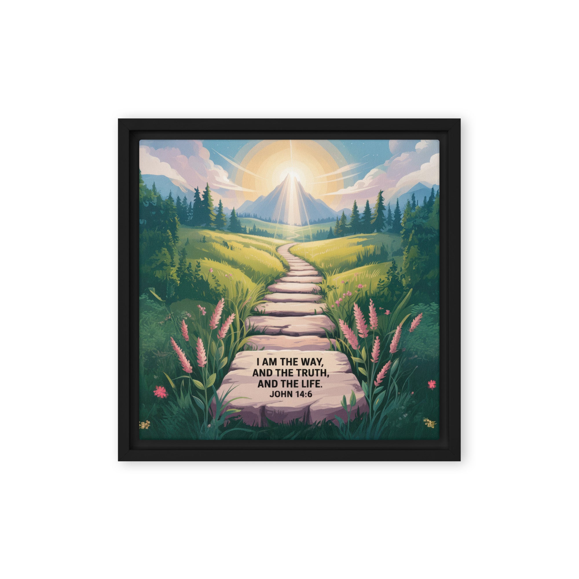 John 14:6 Bible Verse The Truth Framed Canvas Black 12″×12″