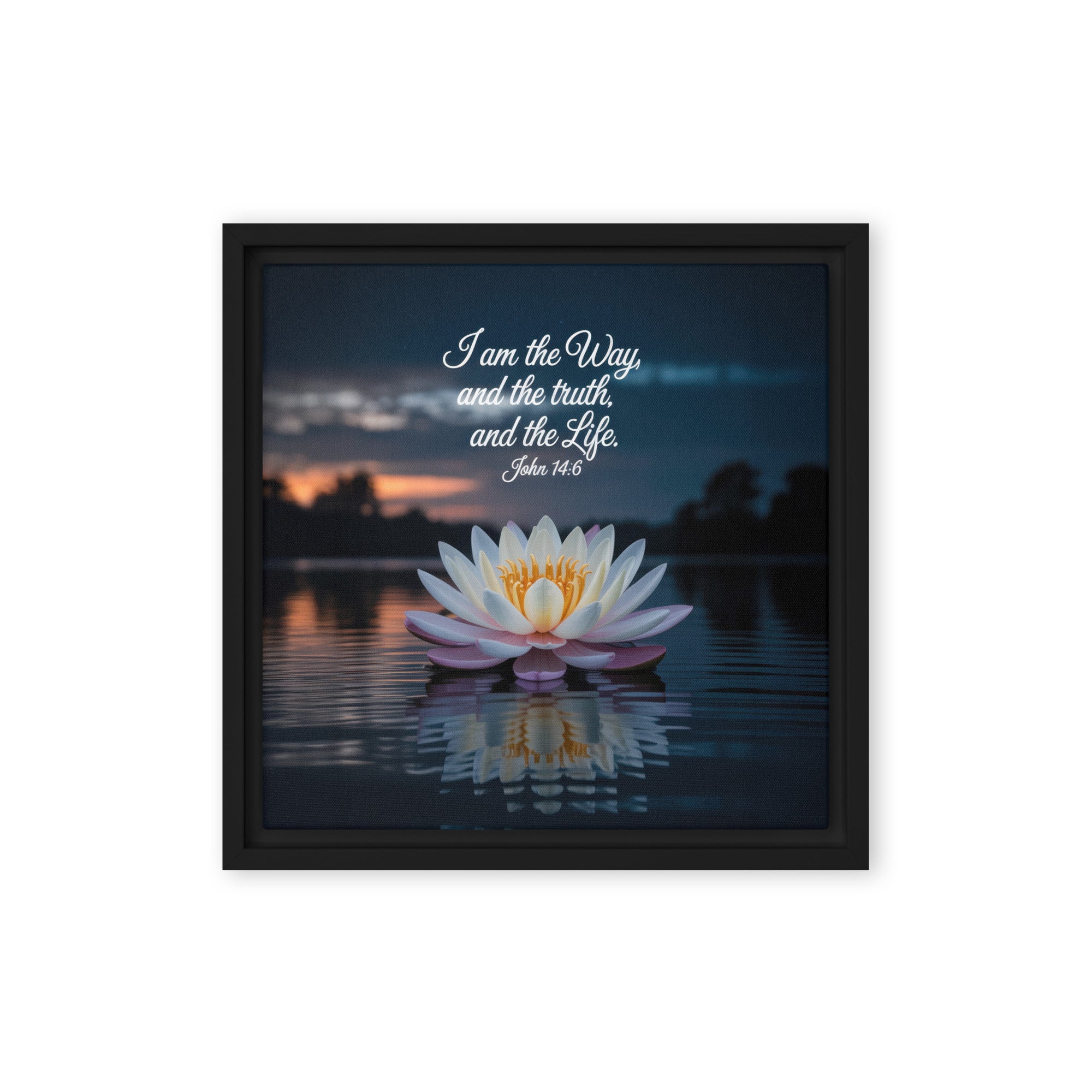 John 14:6 Bible Verse The Father Framed Canvas Black 12″×12″