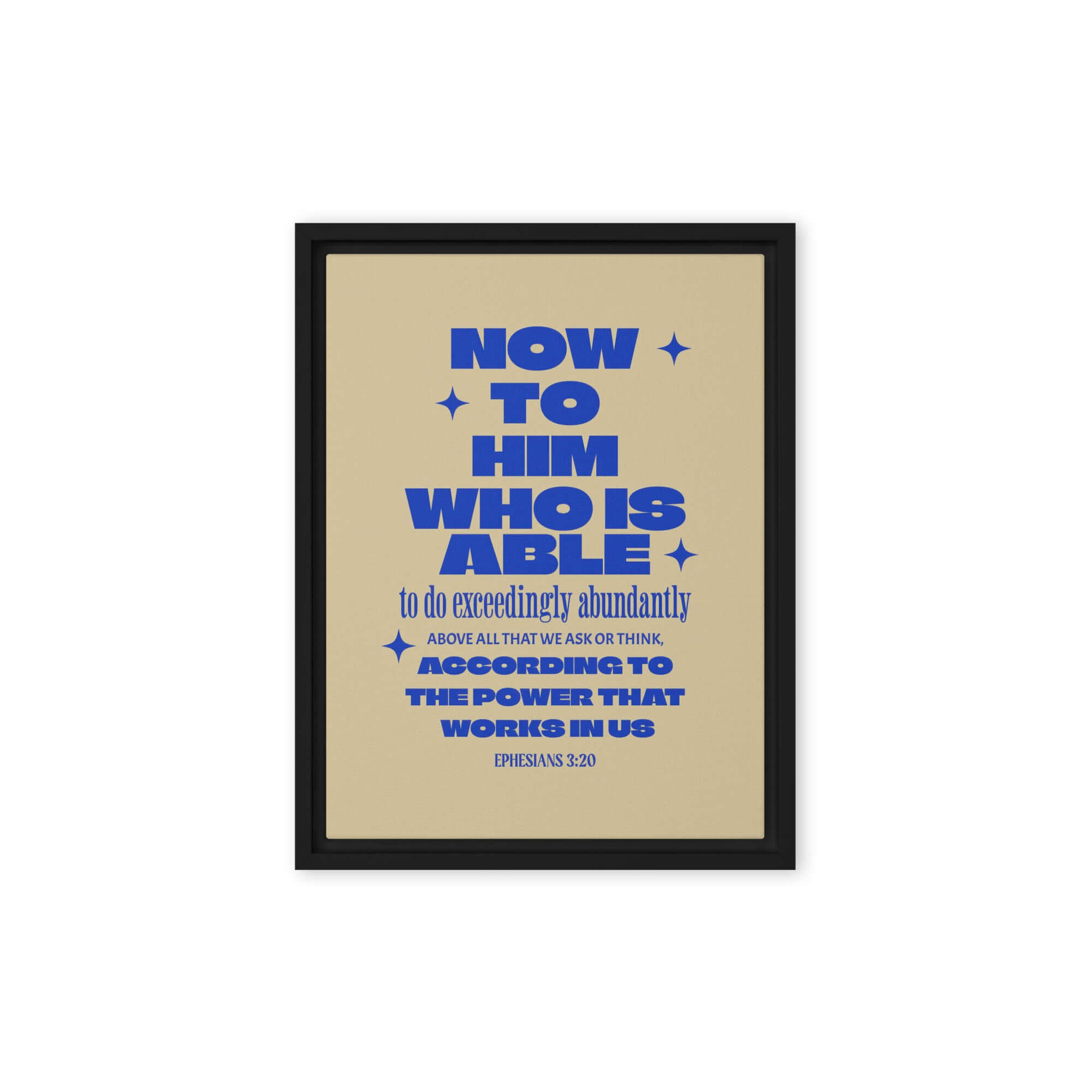 Ephesians 3:20 Bible Verse, power in us Framed Canvas Print Wall Art Black 12″×16″