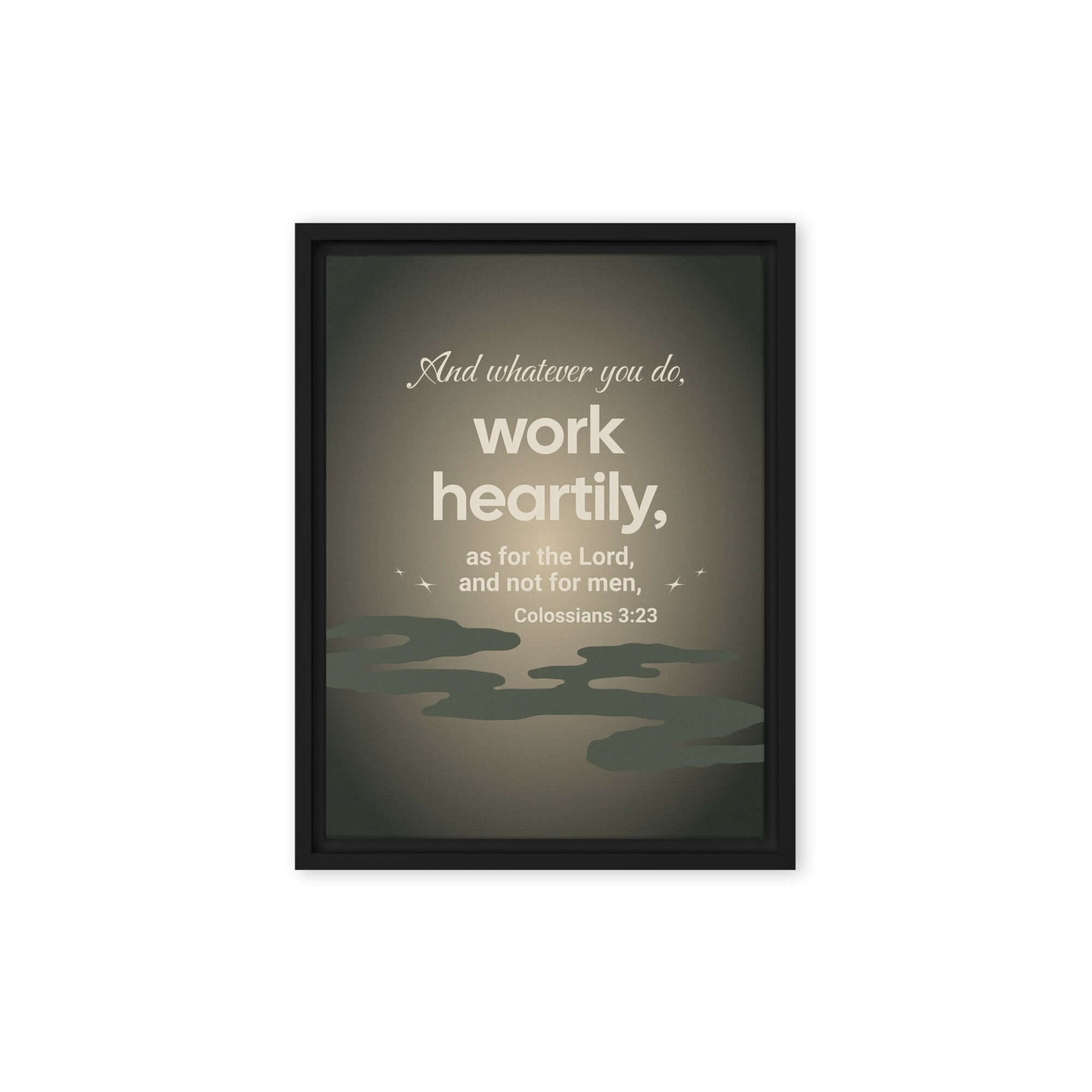 Colossians 3:23 Bible Verse, as for the Lord Framed Canvas Print Wall Art Black 12″×16″