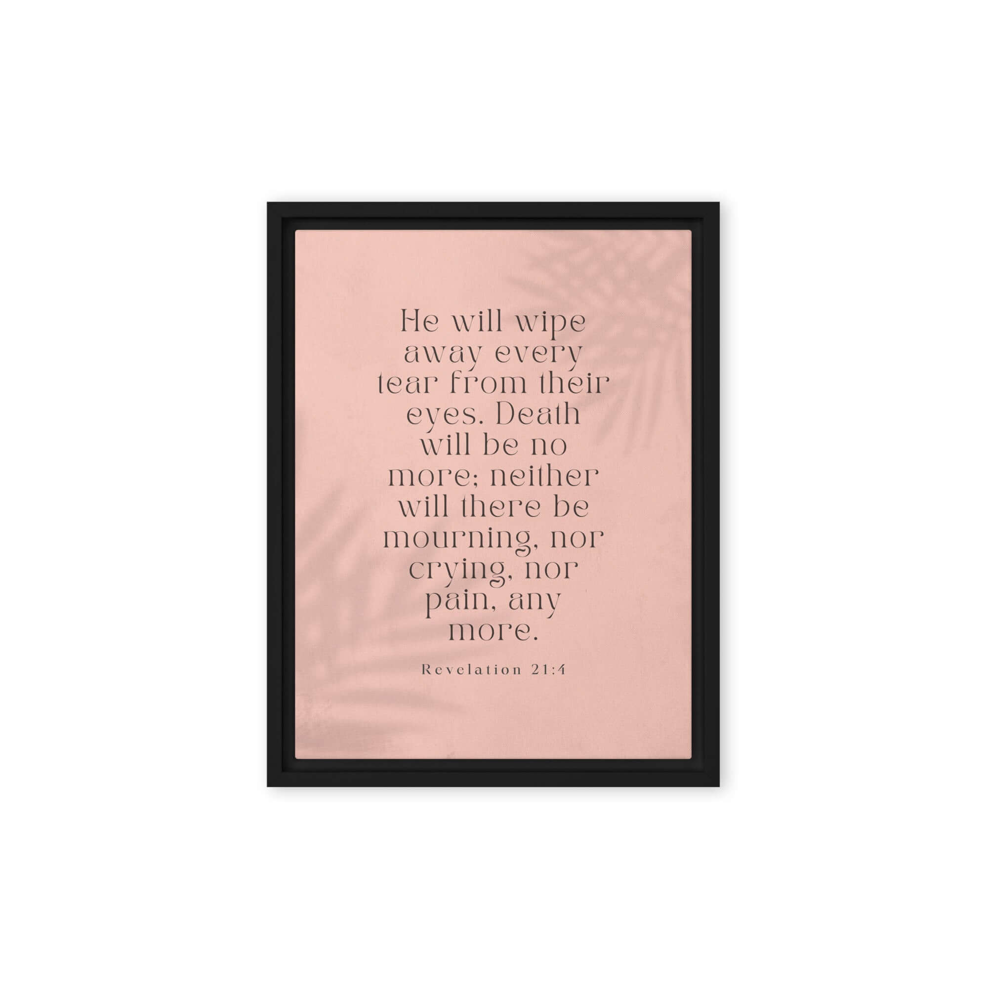 Revelation 21:4 Bible Verse, their eyes Framed Canvas Print Wall Art Black 12″×16″