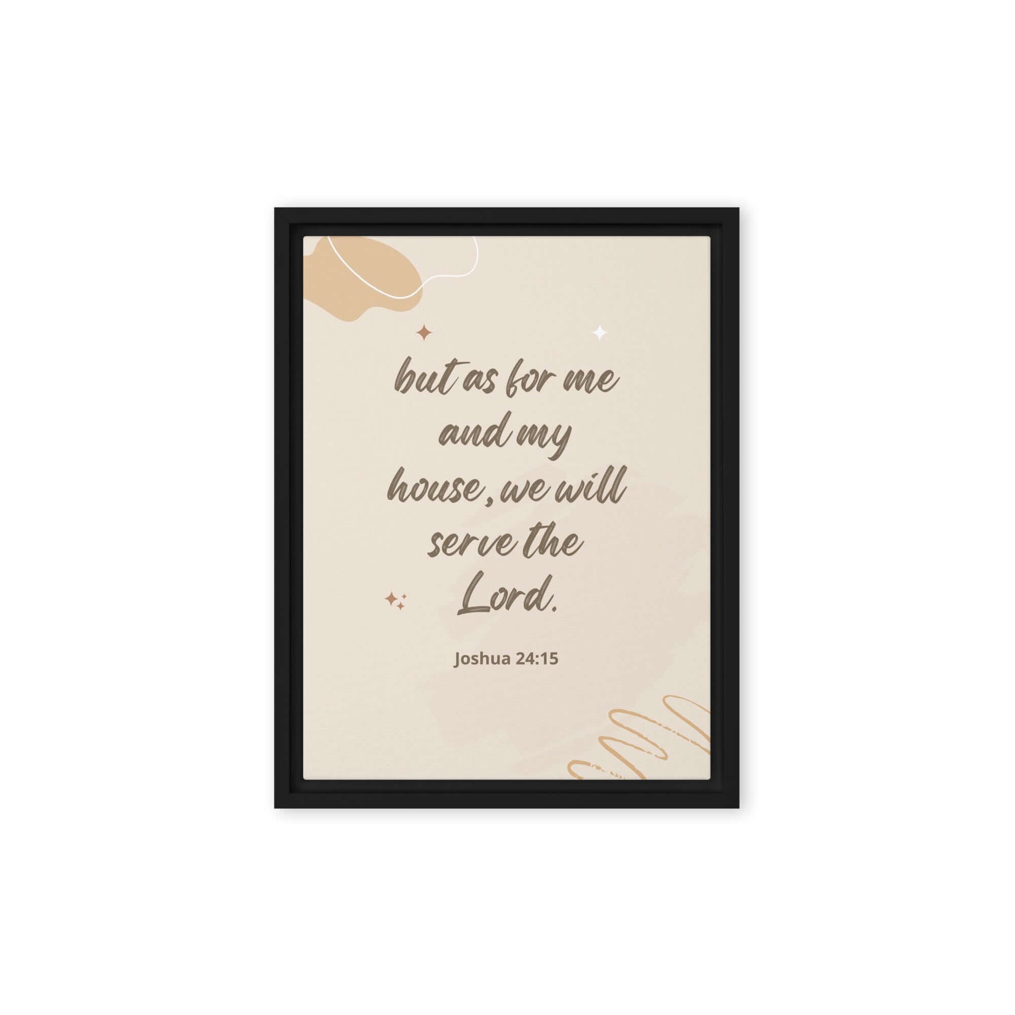 Joshua 24:15 Bible Verse, will serve Framed Canvas Print Wall Art Black 12″×16″