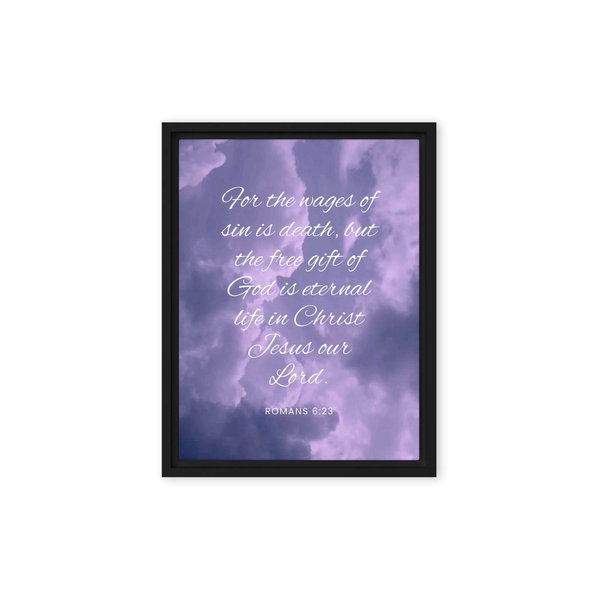 Romans 6:23 Bible Verse, free gift Framed Canvas Print Wall Art Black 12″×16″