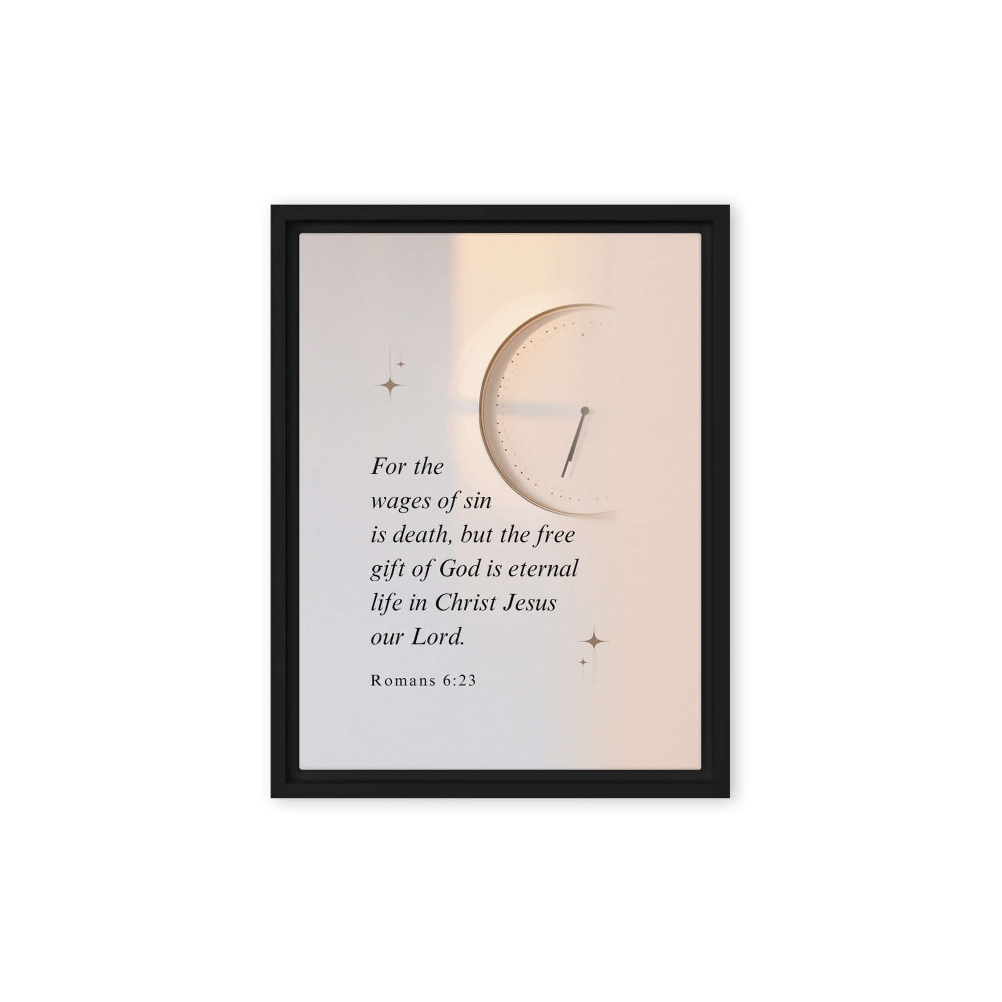 Romans 6:23 Bible Verse, our Lord Framed Canvas Print Wall Art Black 12″×16″