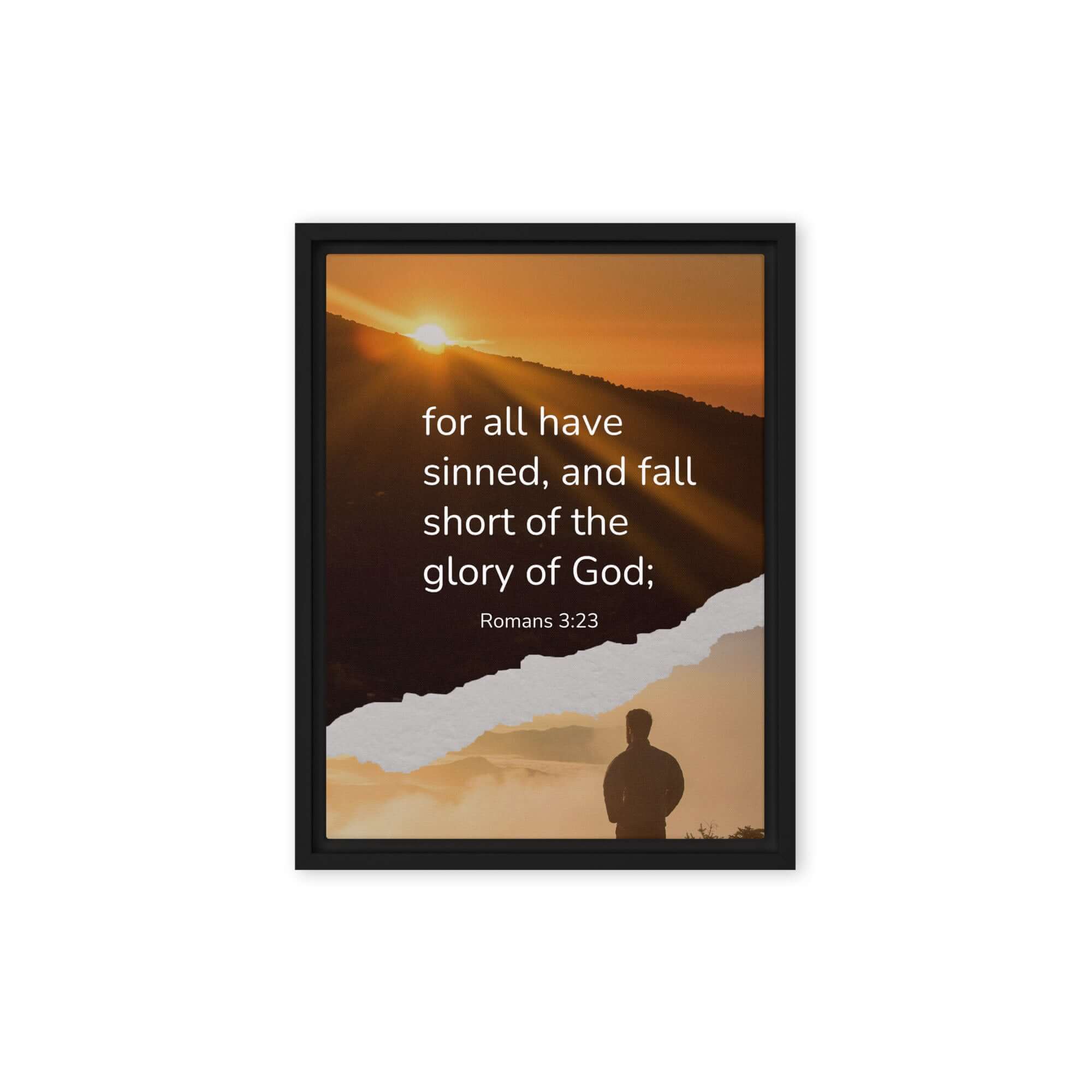 Romans 3:23 Bible Verse, of God Framed Canvas Print Wall Art Black 12″×16″
