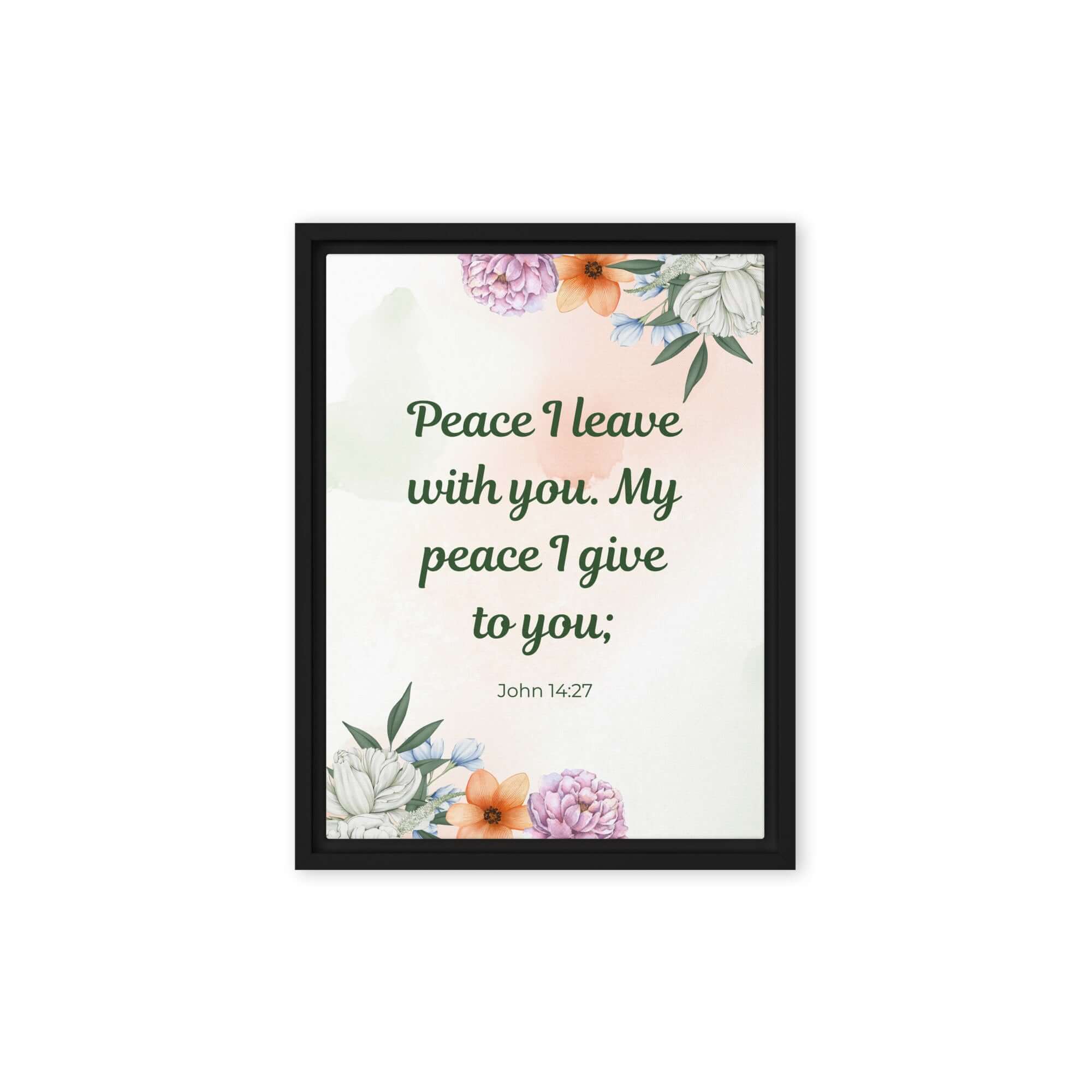 John 14:27 Bible Verse, with you Framed Canvas Print Wall Art Black 12″×16″