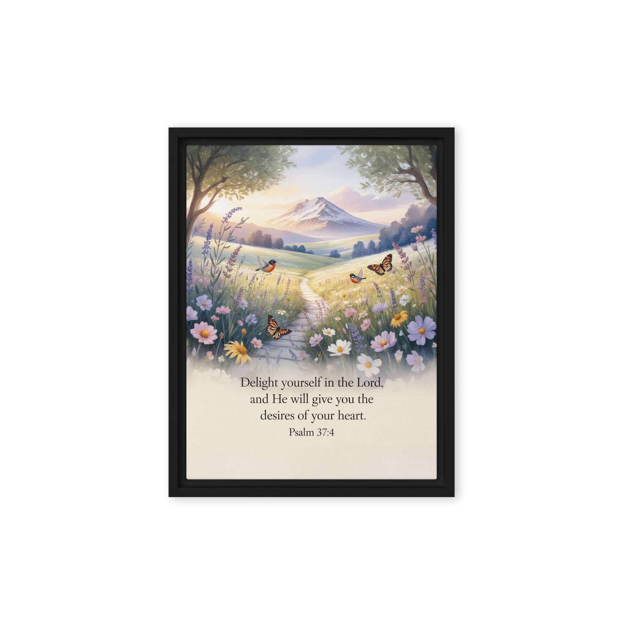 Psalm 37:4 Bible Verse, Delight Framed Canvas Black 12″×16″