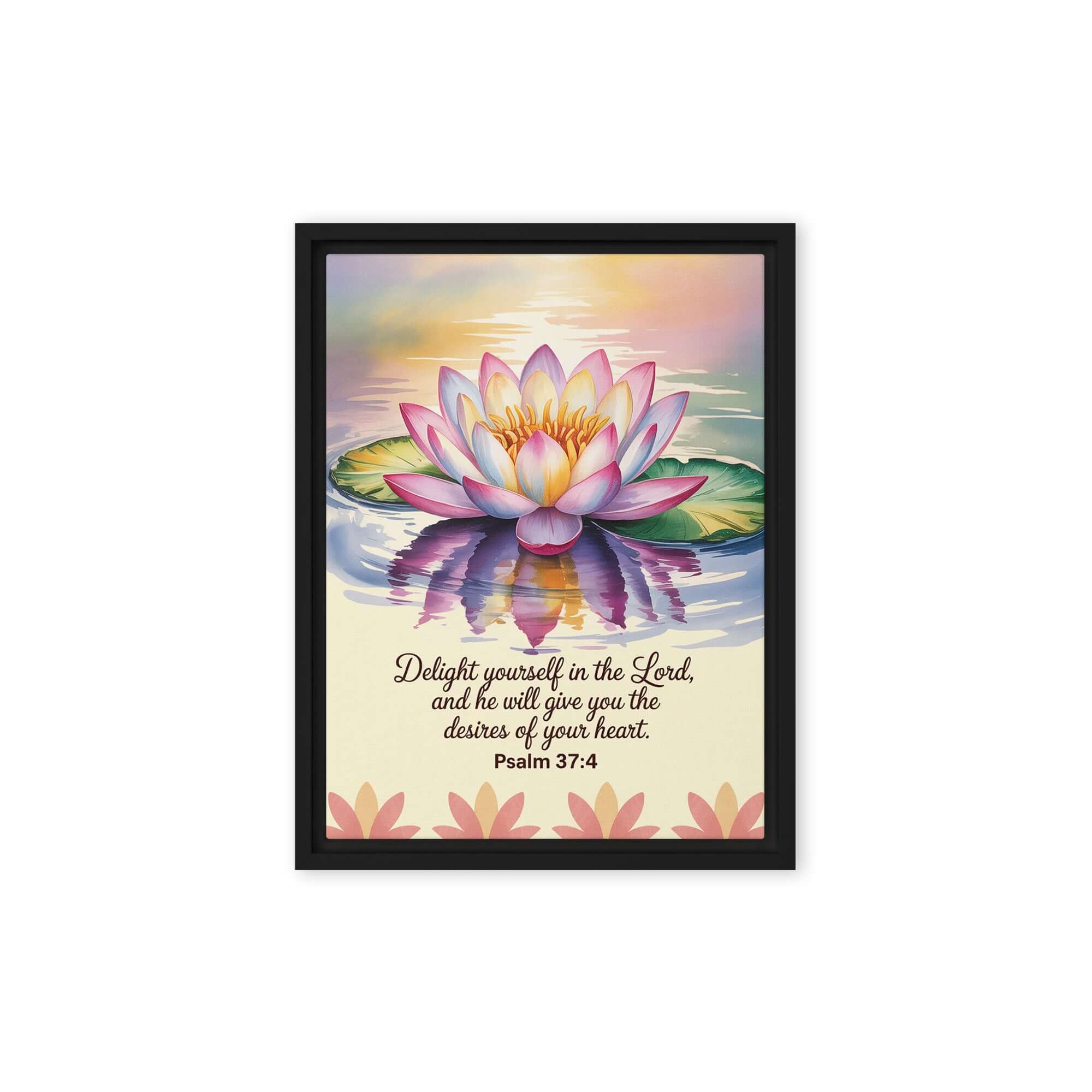 Psalm 37:4 Bible Verse, the Lord Framed Canvas Black 12″×16″