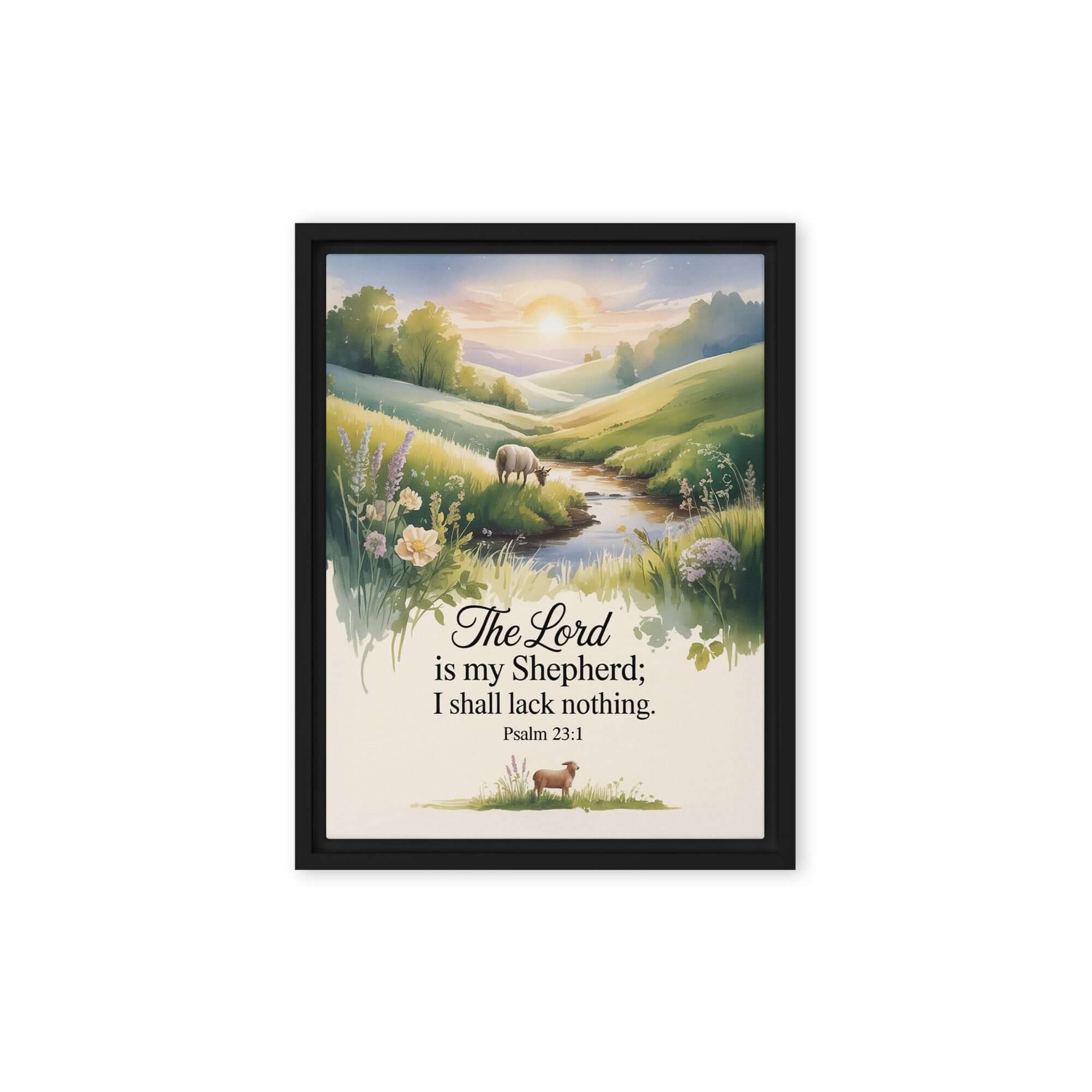 Psalm 23:1 Bible Verse, Lord Framed Canvas Black 12″×16″