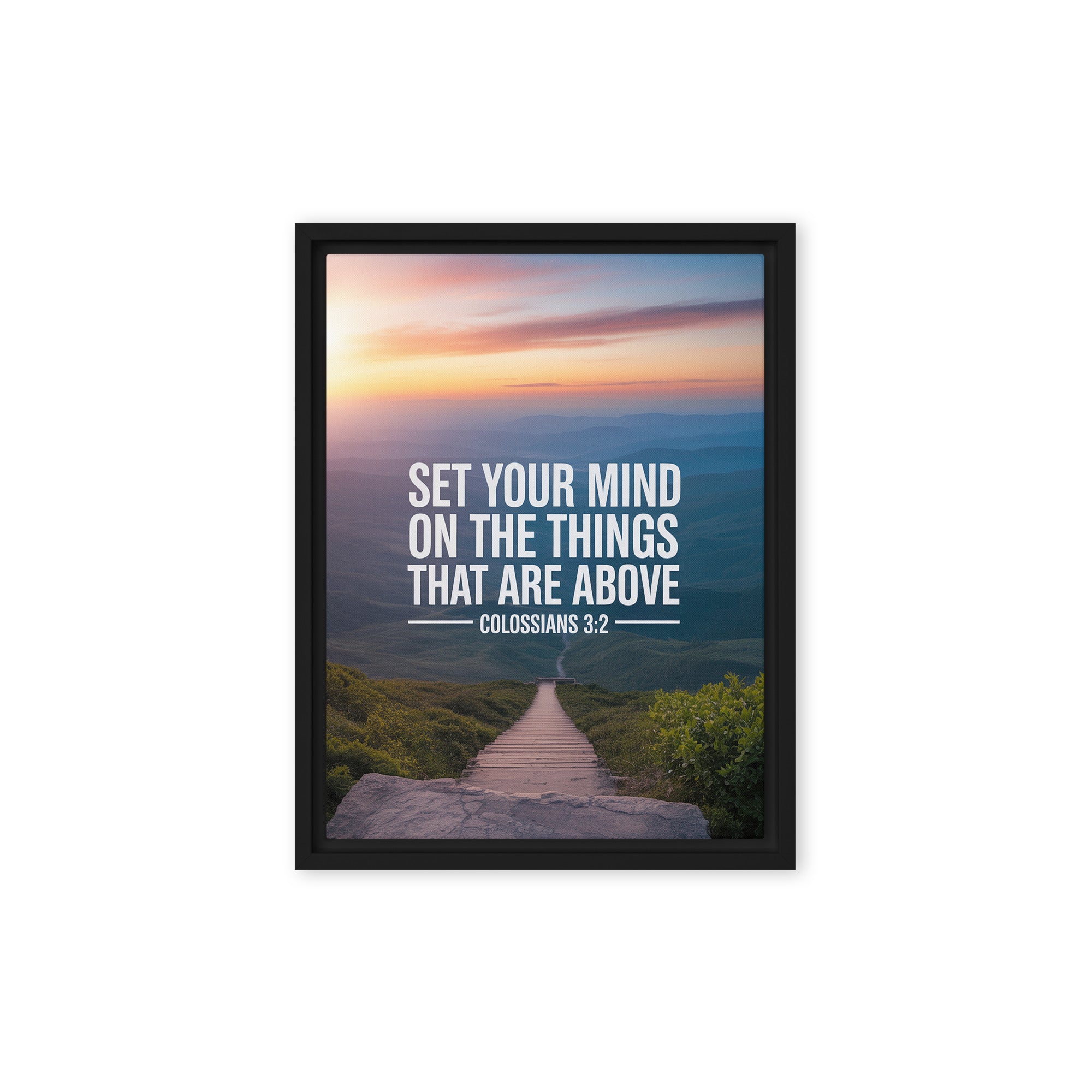 Colossians 3:2 Bible Verse your mind Framed Canvas Black 12″×16″