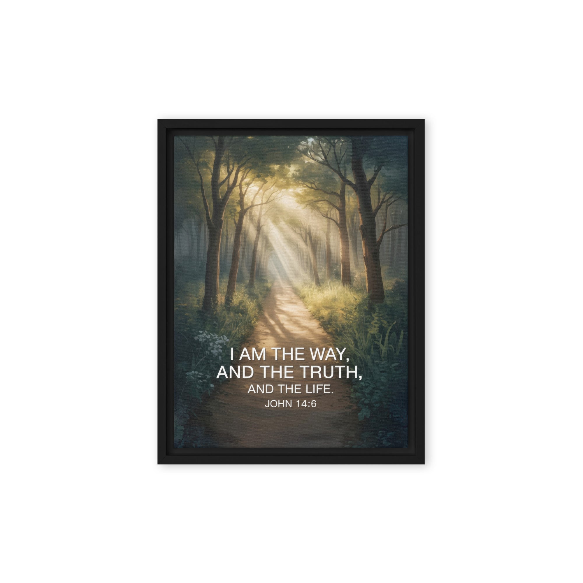 John 14:6 Bible Verse I Am Framed Canvas Black 12″×16″