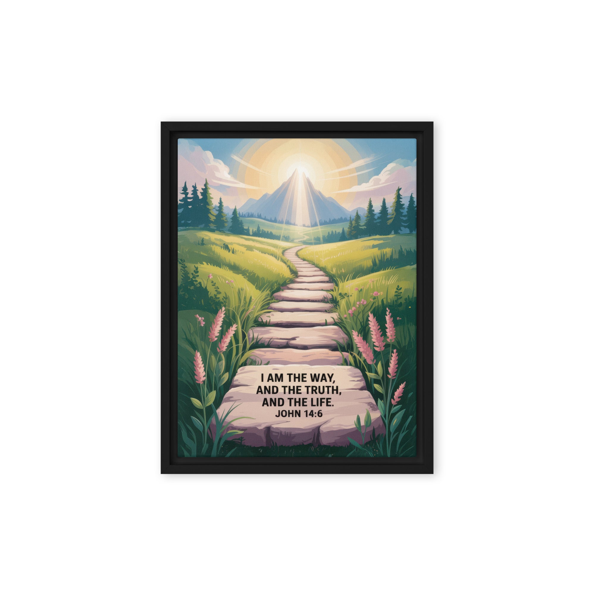 John 14:6 Bible Verse The Truth Framed Canvas Black 12″×16″