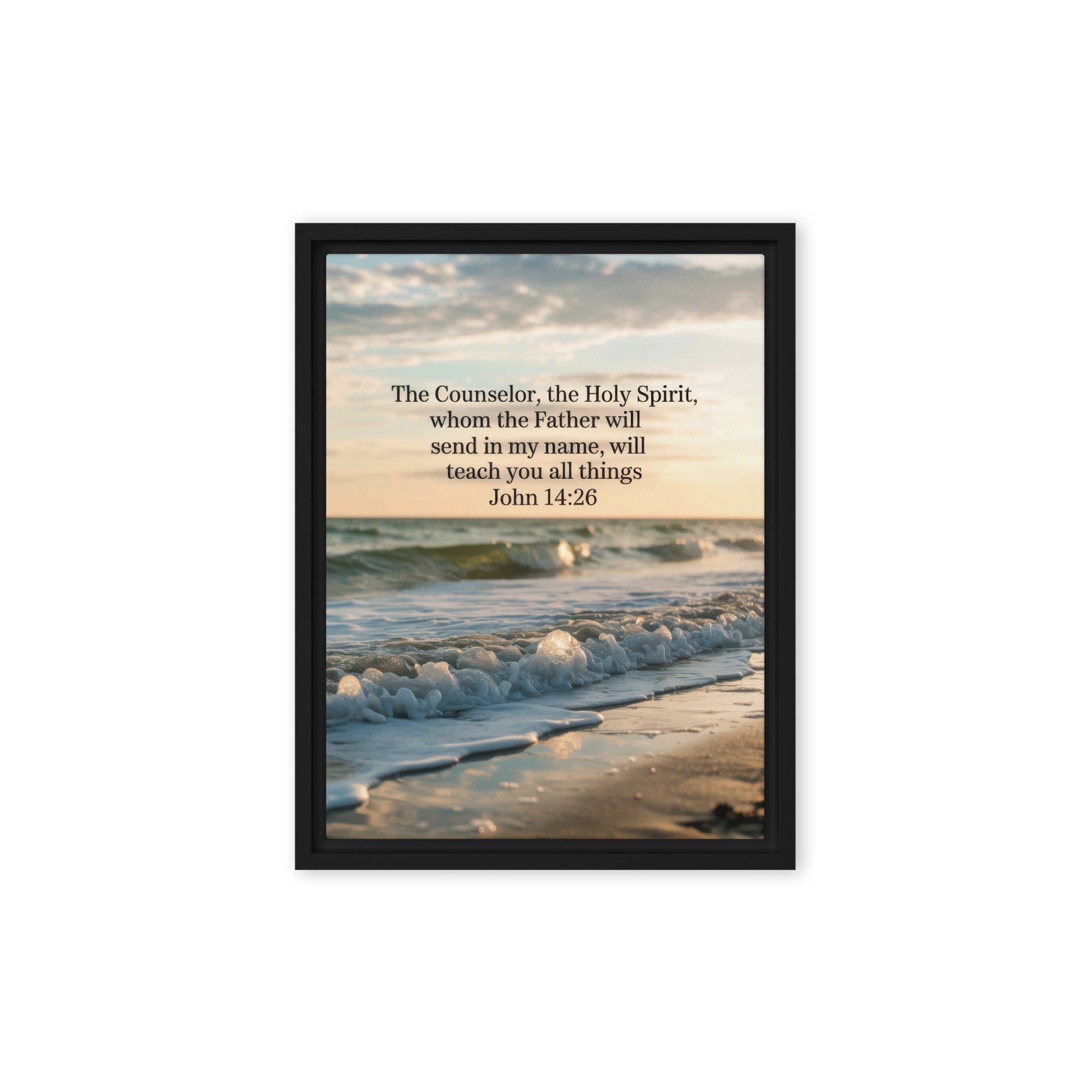 John 14:26 Bible Verse You All Framed Canvas Black 12″×16″