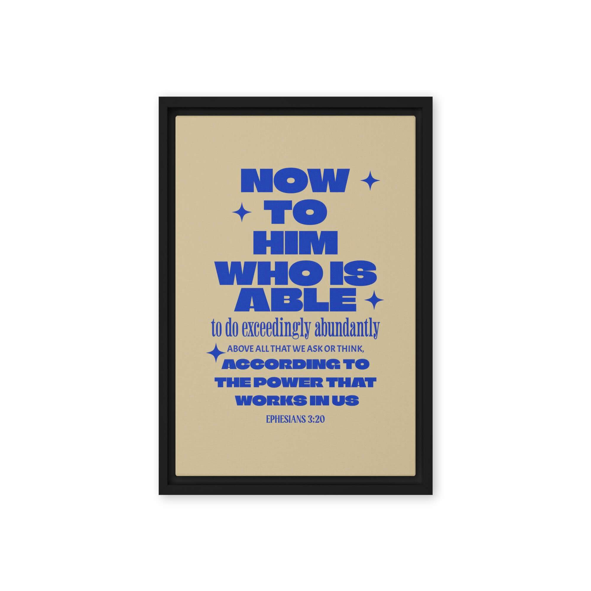 Ephesians 3:20 Bible Verse, power in us Framed Canvas Print Wall Art Black 12″×18″