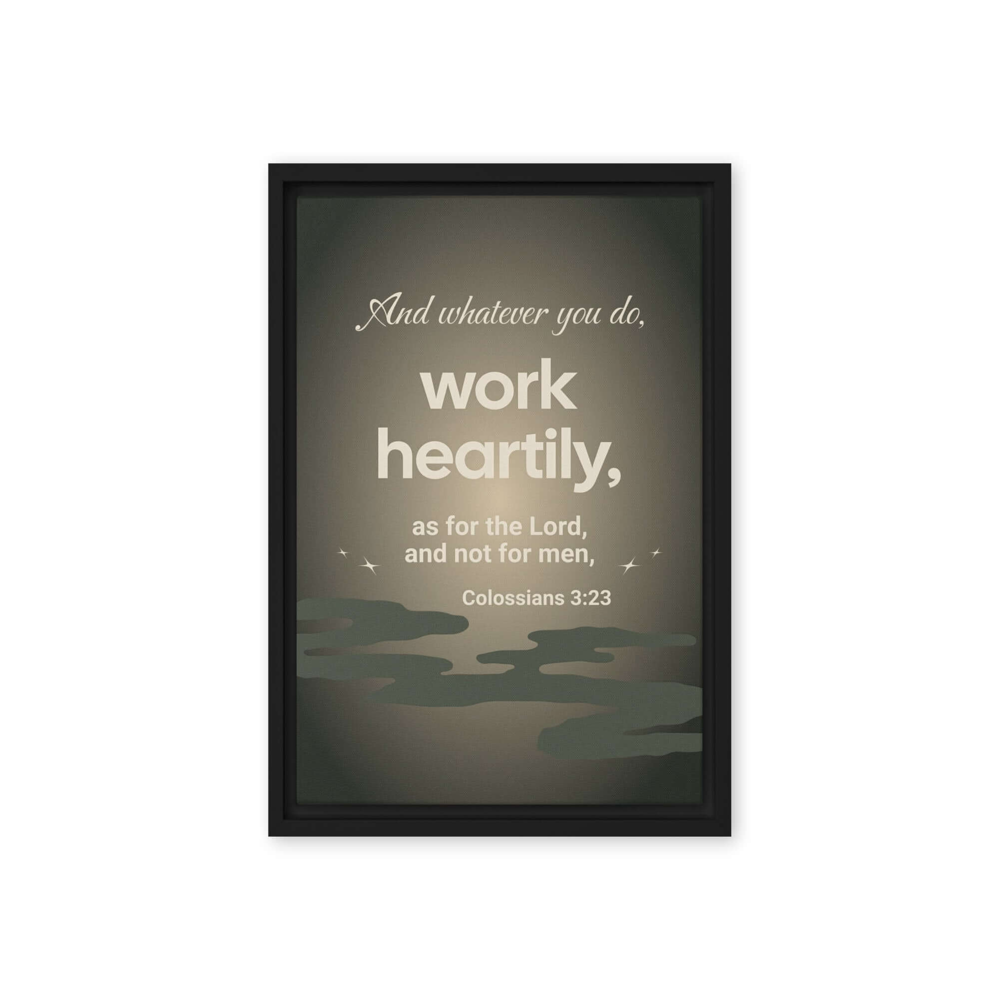 Colossians 3:23 Bible Verse, as for the Lord Framed Canvas Print Wall Art Black 12″×18″