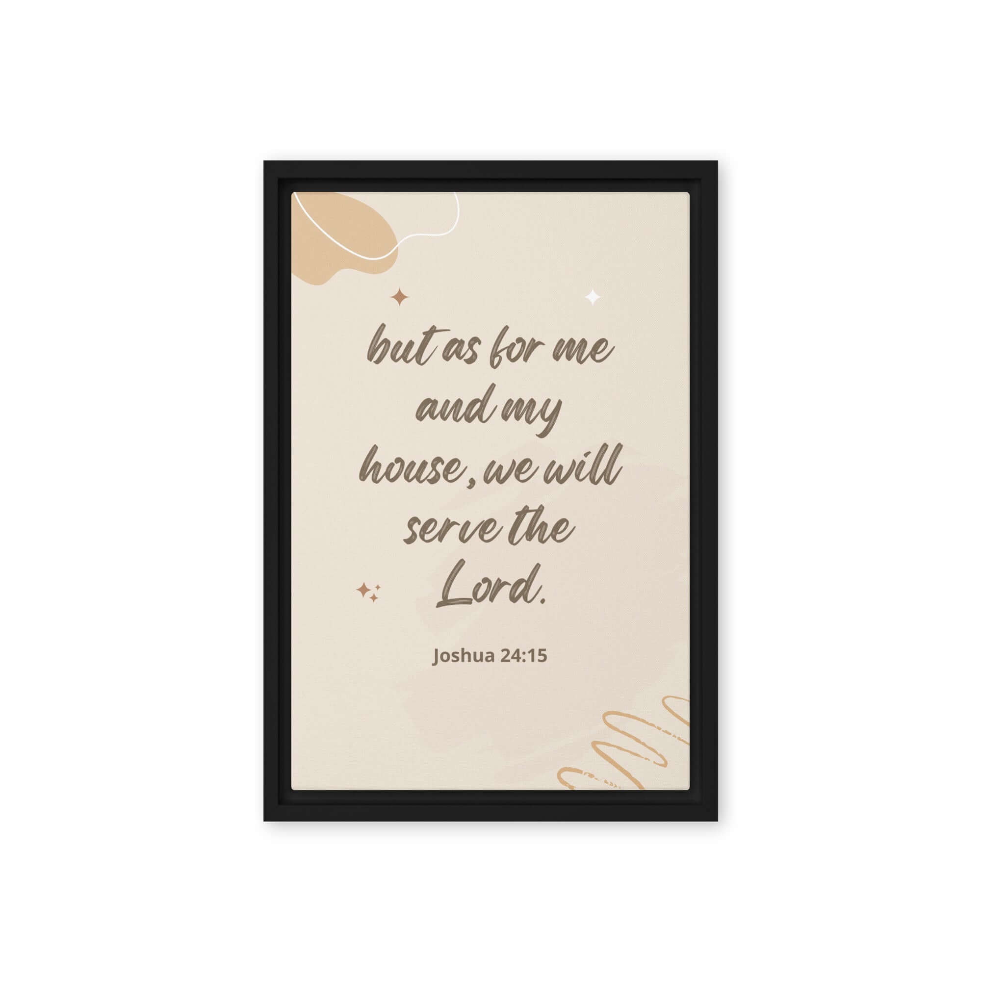 Joshua 24:15 Bible Verse, will serve Framed Canvas Print Wall Art Black 12″×18″