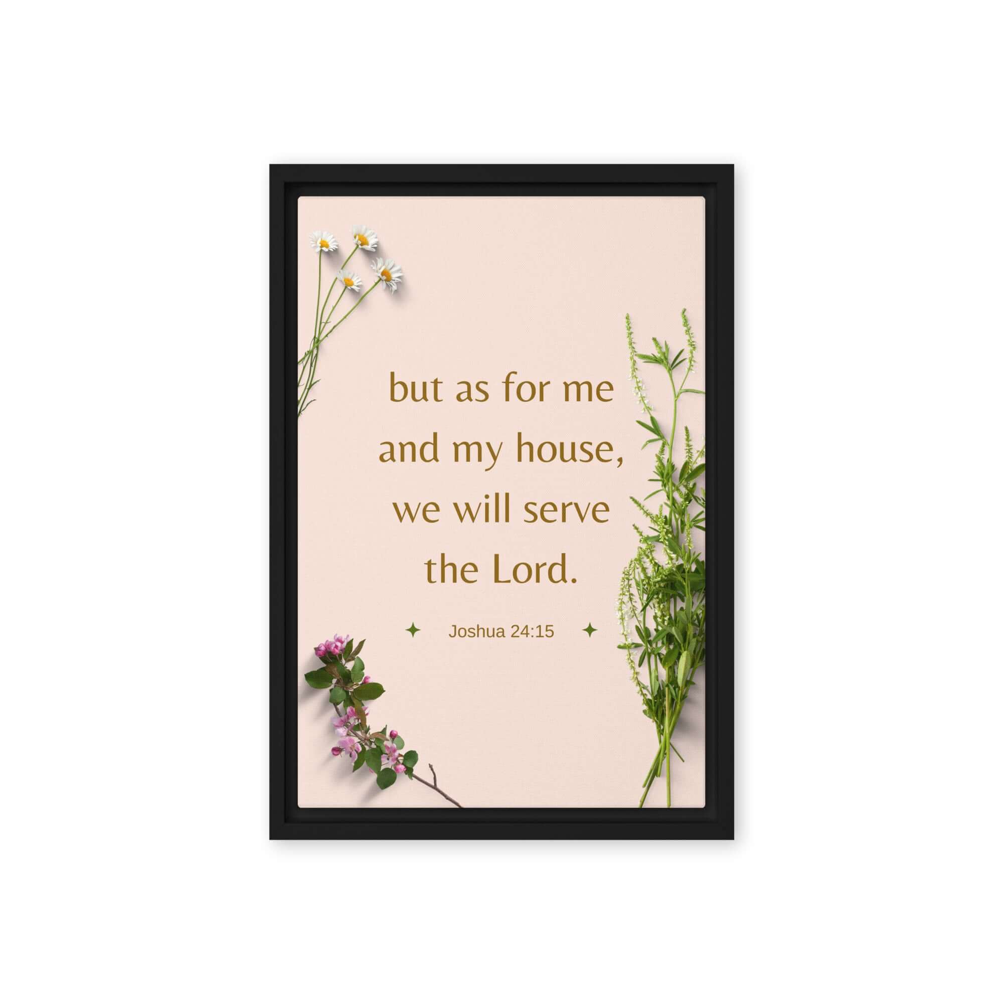 Joshua 24:15 Bible Verse, your fathers Framed Canvas Print Wall Art Black 12″×18″