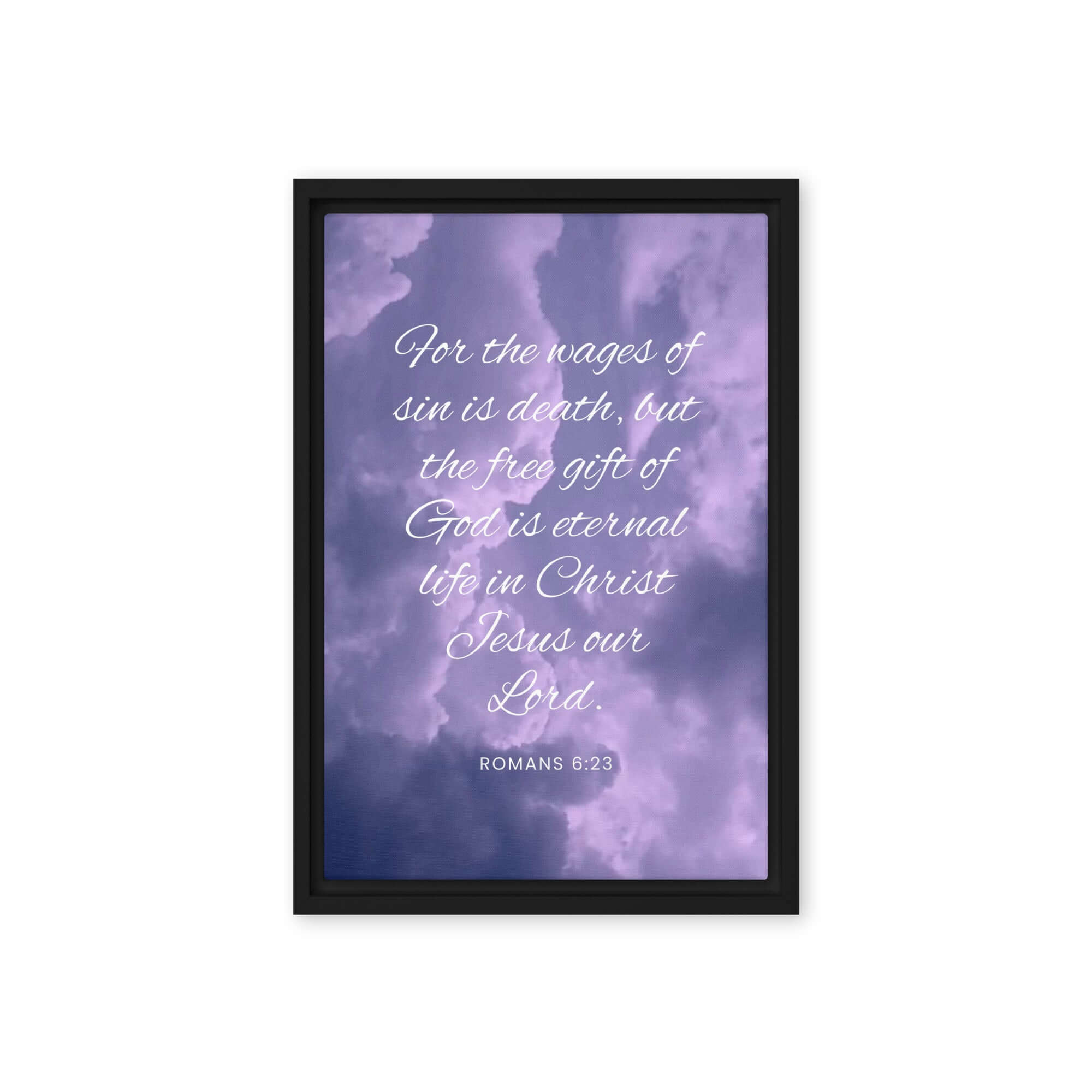 Romans 6:23 Bible Verse, free gift Framed Canvas Print Wall Art Black 12″×18″