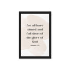 Romans 3:23 Bible Verse, fall short Framed Canvas Print Wall Art Black 12″×18″