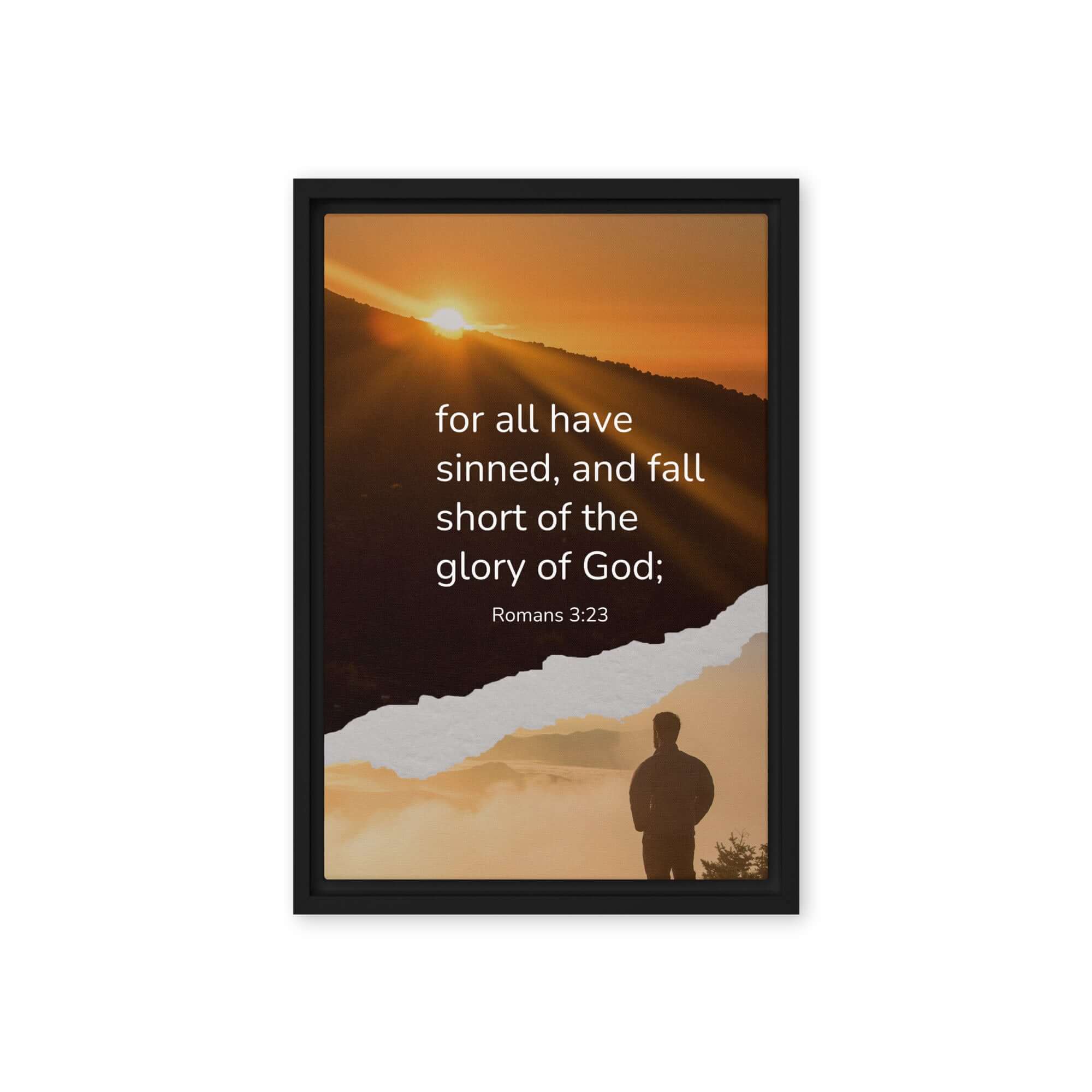 Romans 3:23 Bible Verse, of God Framed Canvas Print Wall Art Black 12″×18″