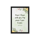 John 14:27 Bible Verse, My peace Framed Canvas Print Wall Art Black 12″×18″