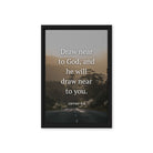 James 4:8 Bible Verse, Cleanse your Framed Canvas Print Wall Art Black 12″×18″