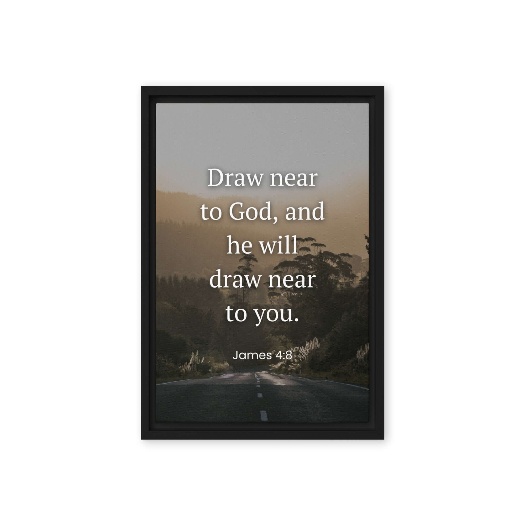 James 4:8 Bible Verse, Cleanse your Framed Canvas Print Wall Art Black 12″×18″