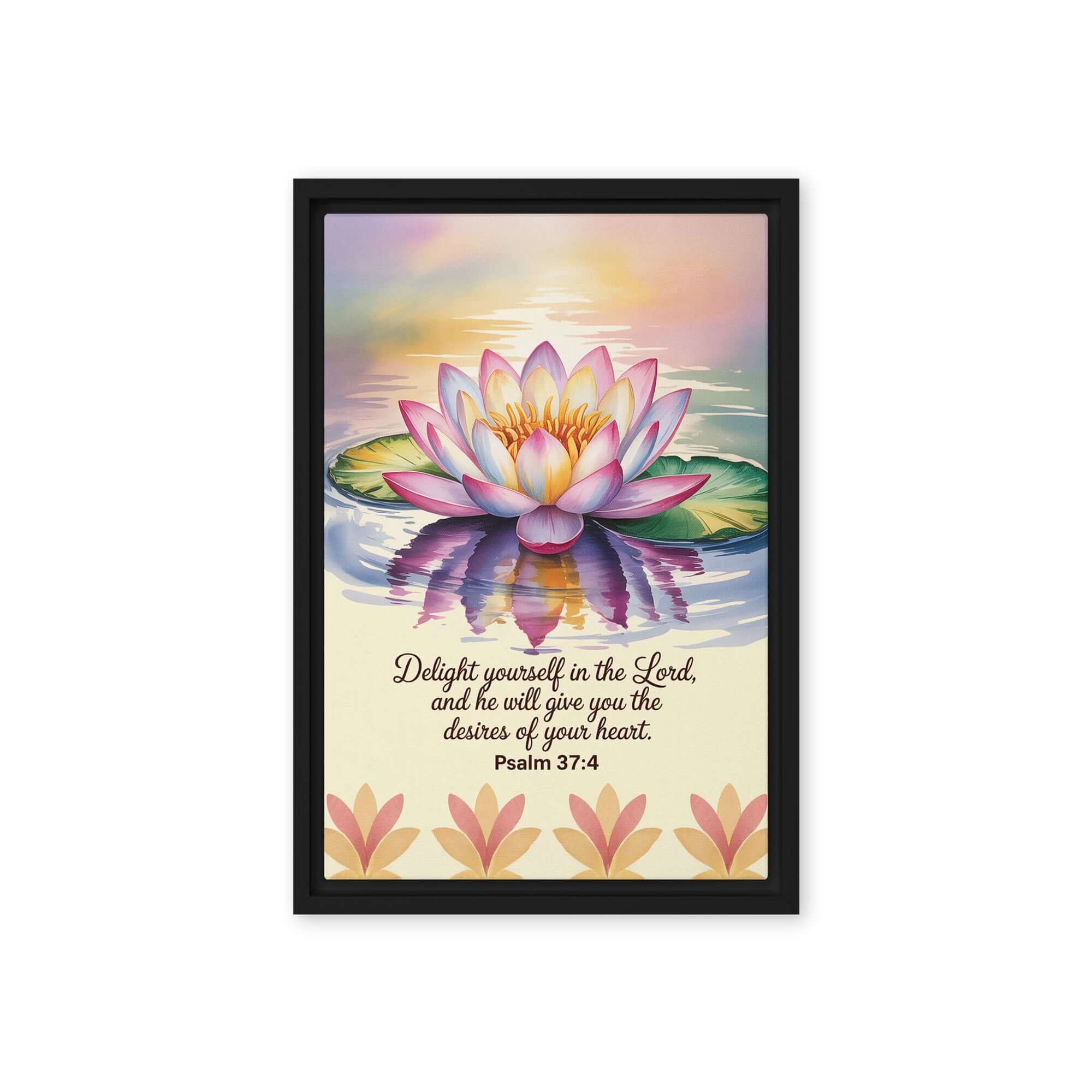 Psalm 37:4 Bible Verse, the Lord Framed Canvas Black 12″×18″