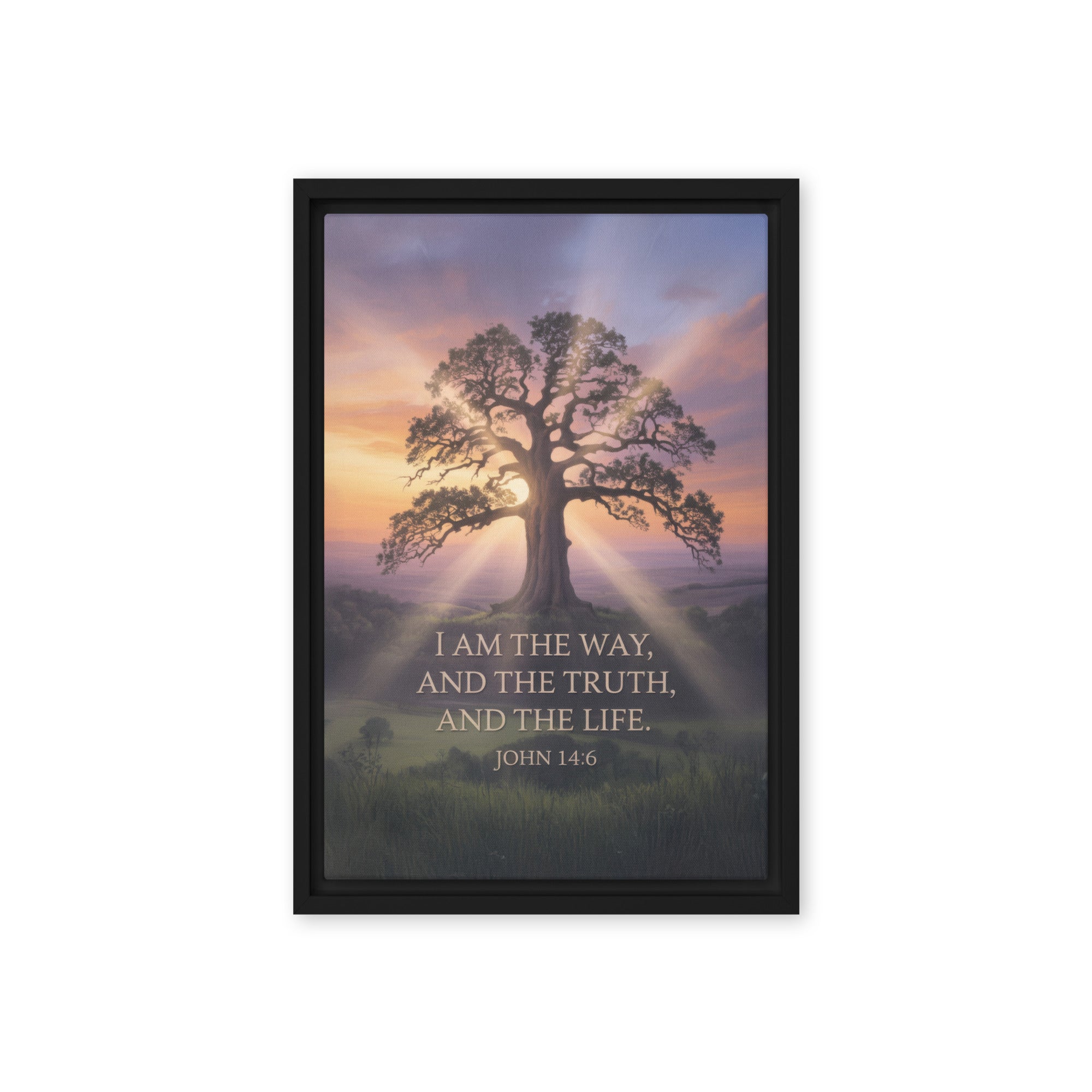 John 14:6 Bible Verse Jesus said Framed Canvas Black 12″×18″