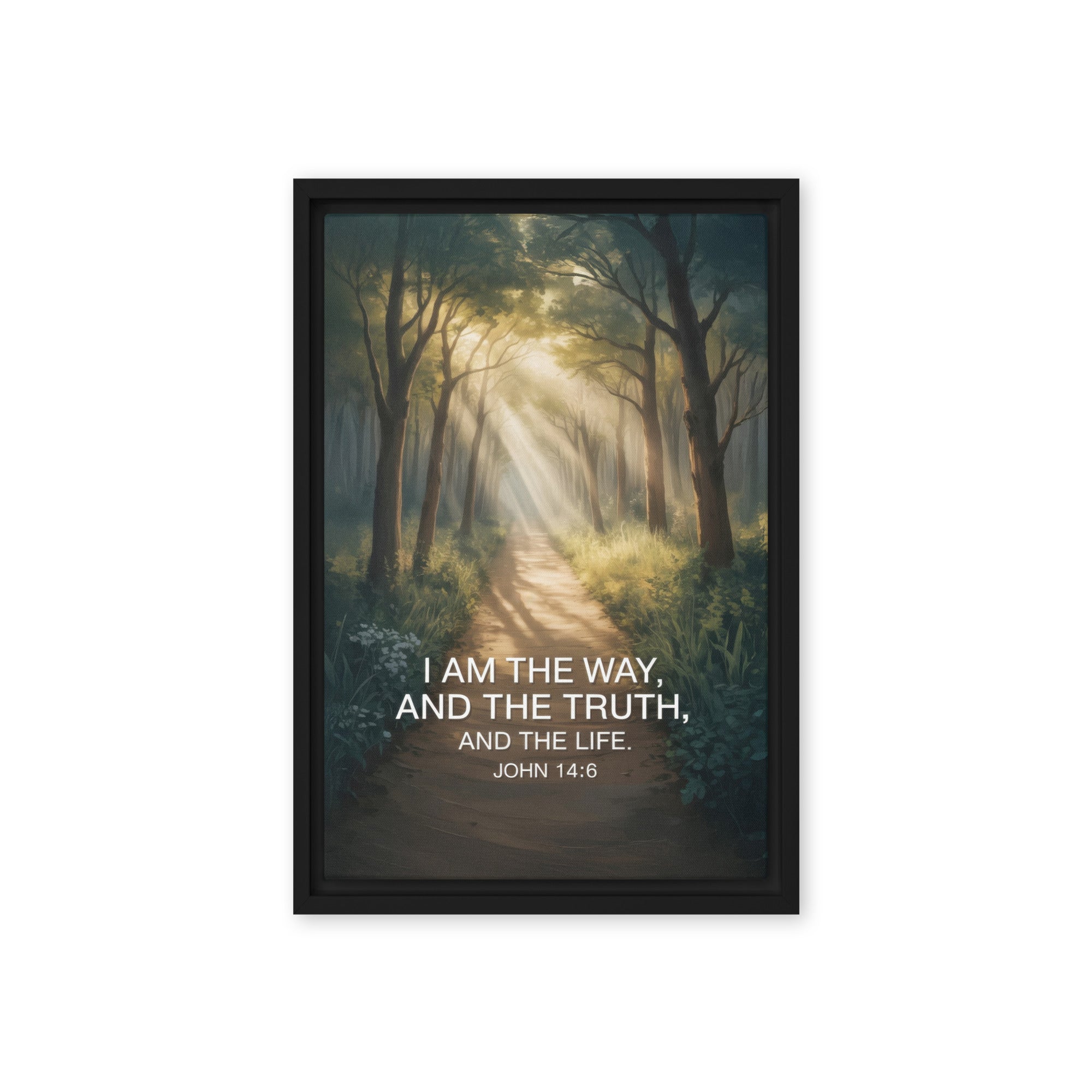John 14:6 Bible Verse I Am Framed Canvas Black 12″×18″