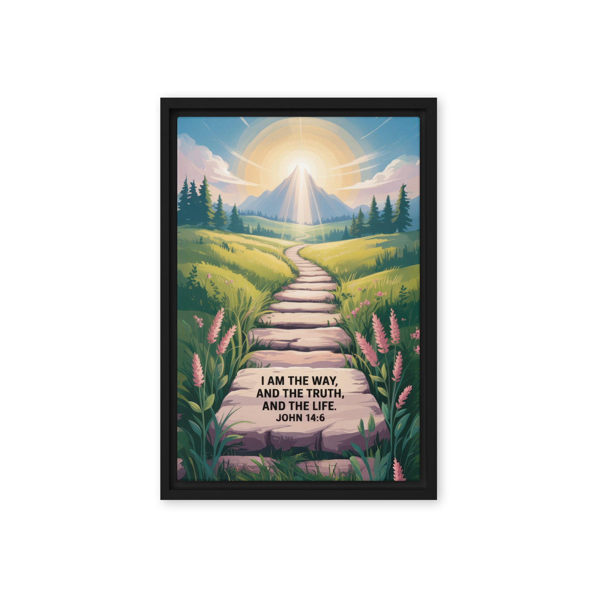 John 14:6 Bible Verse The Truth Framed Canvas Black 12″×18″