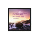 1 Corinthians 2:5 Bible Verse, power of God Framed Canvas Print Wall Art Black 16″×16″