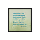 Psalm 23:4 Bible Verse, fear no evil Framed Canvas Print Wall Art Black 16″×16″