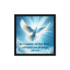 John 14:26 Bible Verse, Holy Spirit Dove Framed Canvas Print Wall Art Black 16″×16″