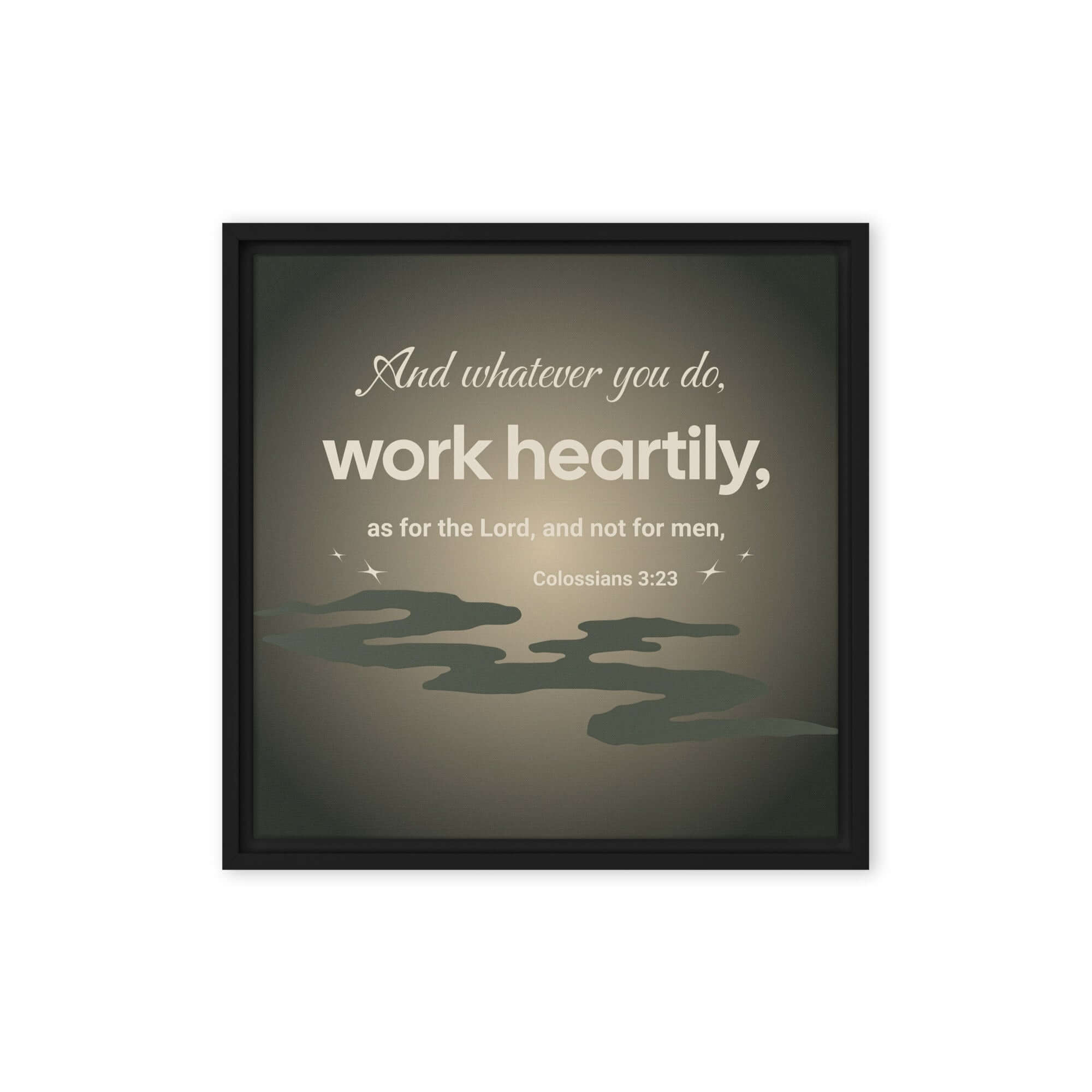 Colossians 3:23 Bible Verse, as for the Lord Framed Canvas Print Wall Art Black 16″×16″